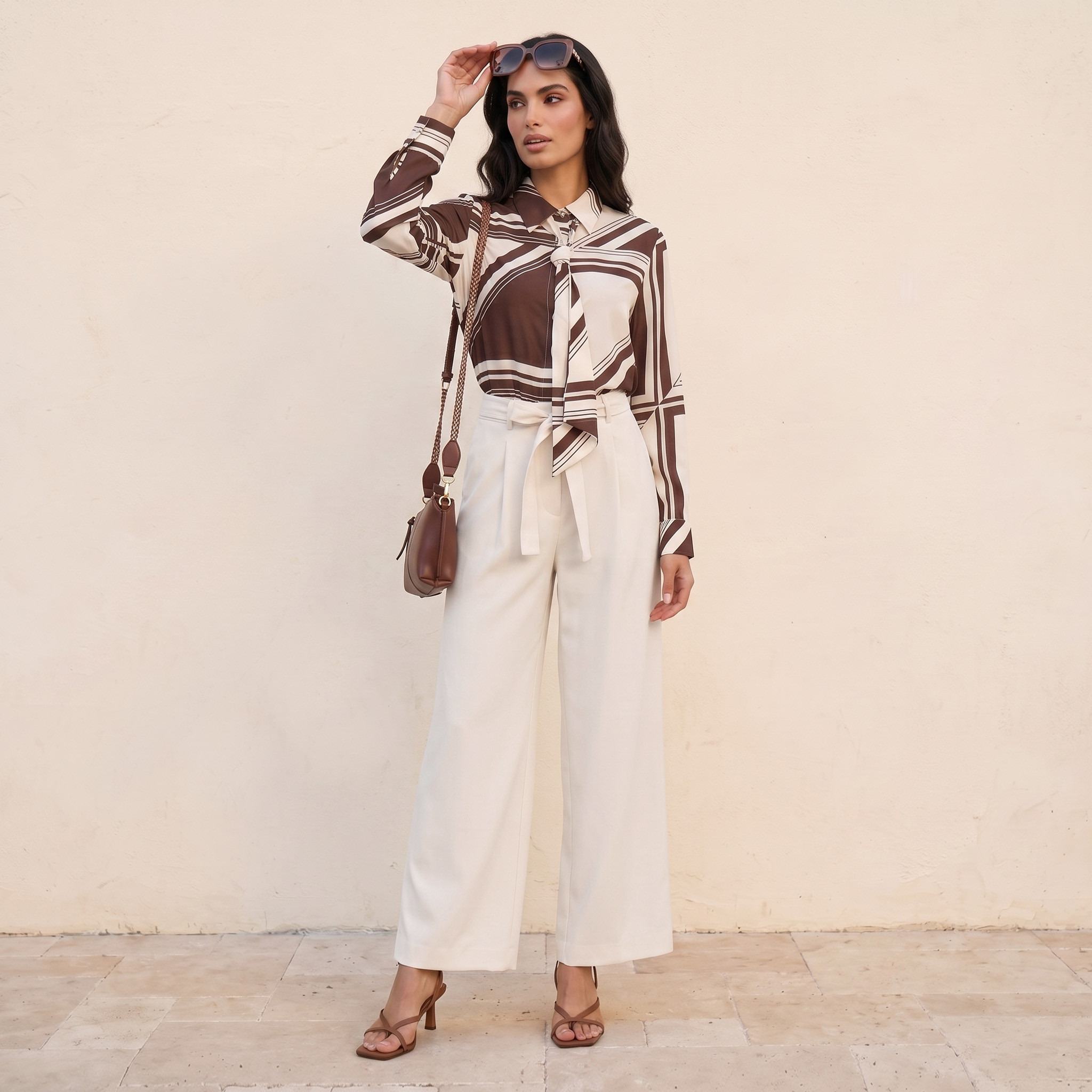 Splash Smart Straight Fit Trousers with Belt-women-clothing-trousers-image-3