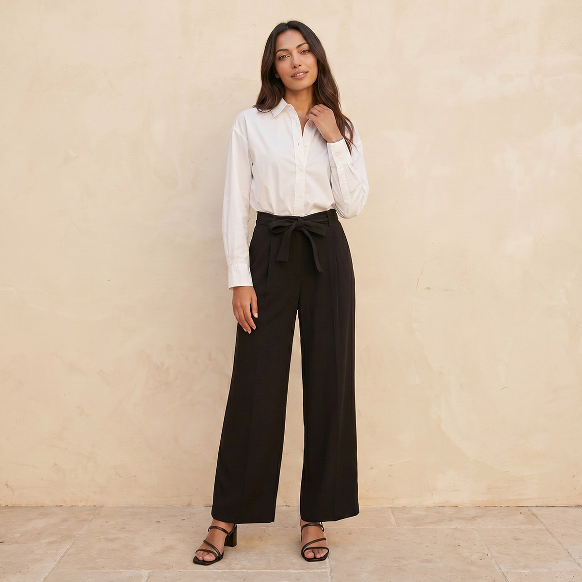 Splash Smart Straight Fit Trousers with Belt-women-clothing-trousers-image-3