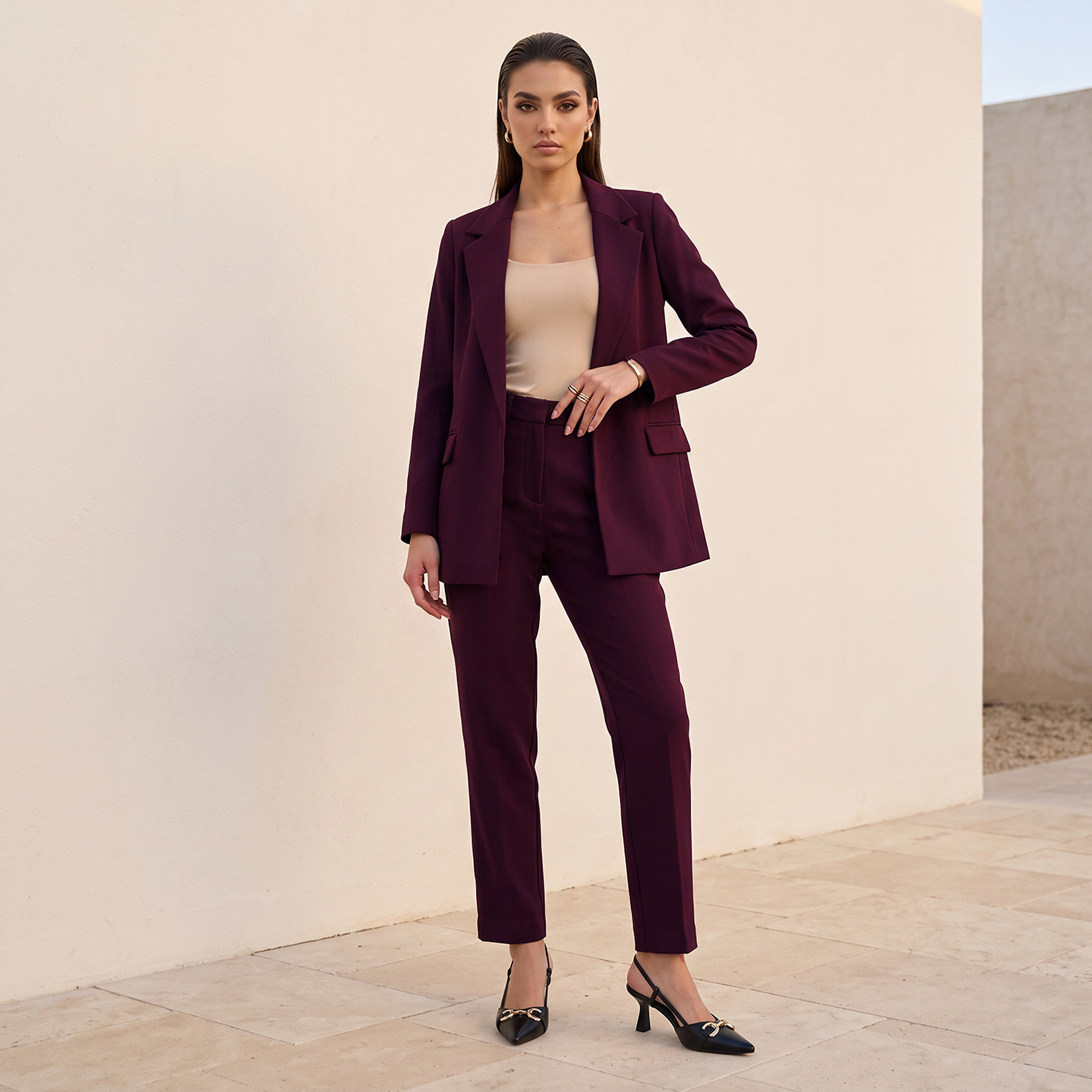 Splash Smart Slim Fit Trousers with Pockets-women-clothing-trousers-image-2