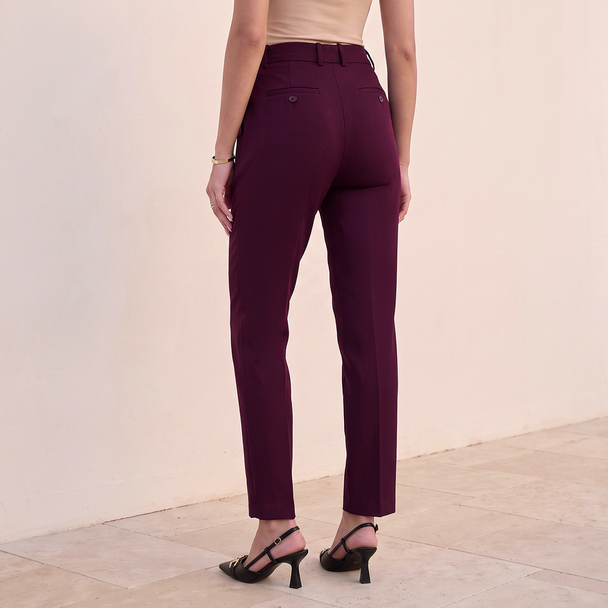 Splash Smart Slim Fit Trousers with Pockets-women-clothing-trousers-image-3