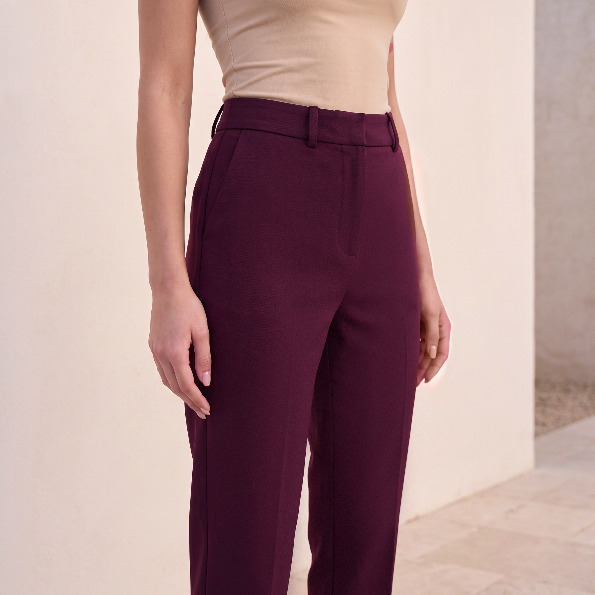 Splash Smart Slim Fit Trousers with Pockets-women-clothing-trousers-image-4