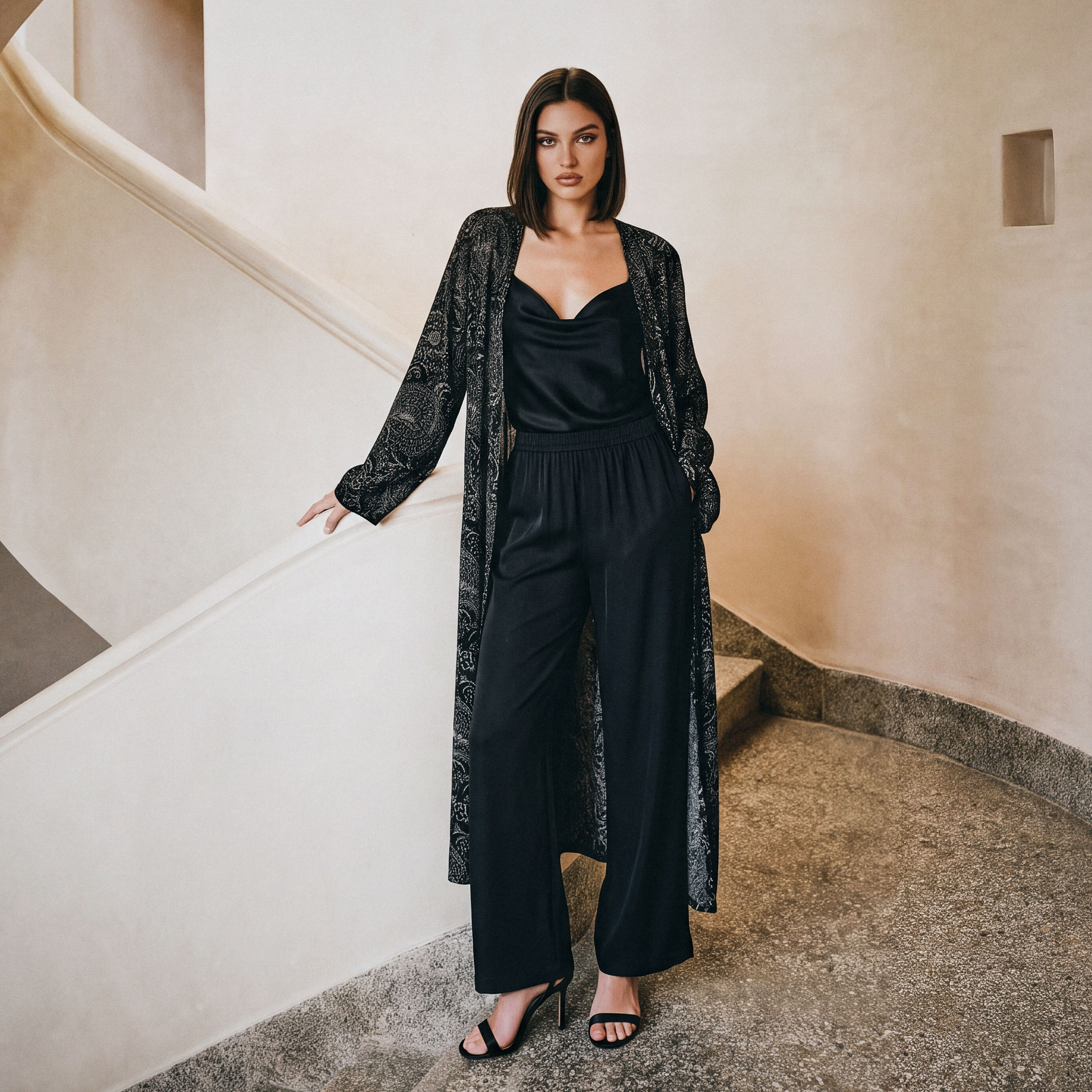 Splash Smart Wide Leg Elastic Waist Pants-women-clothing-trousers-image-1