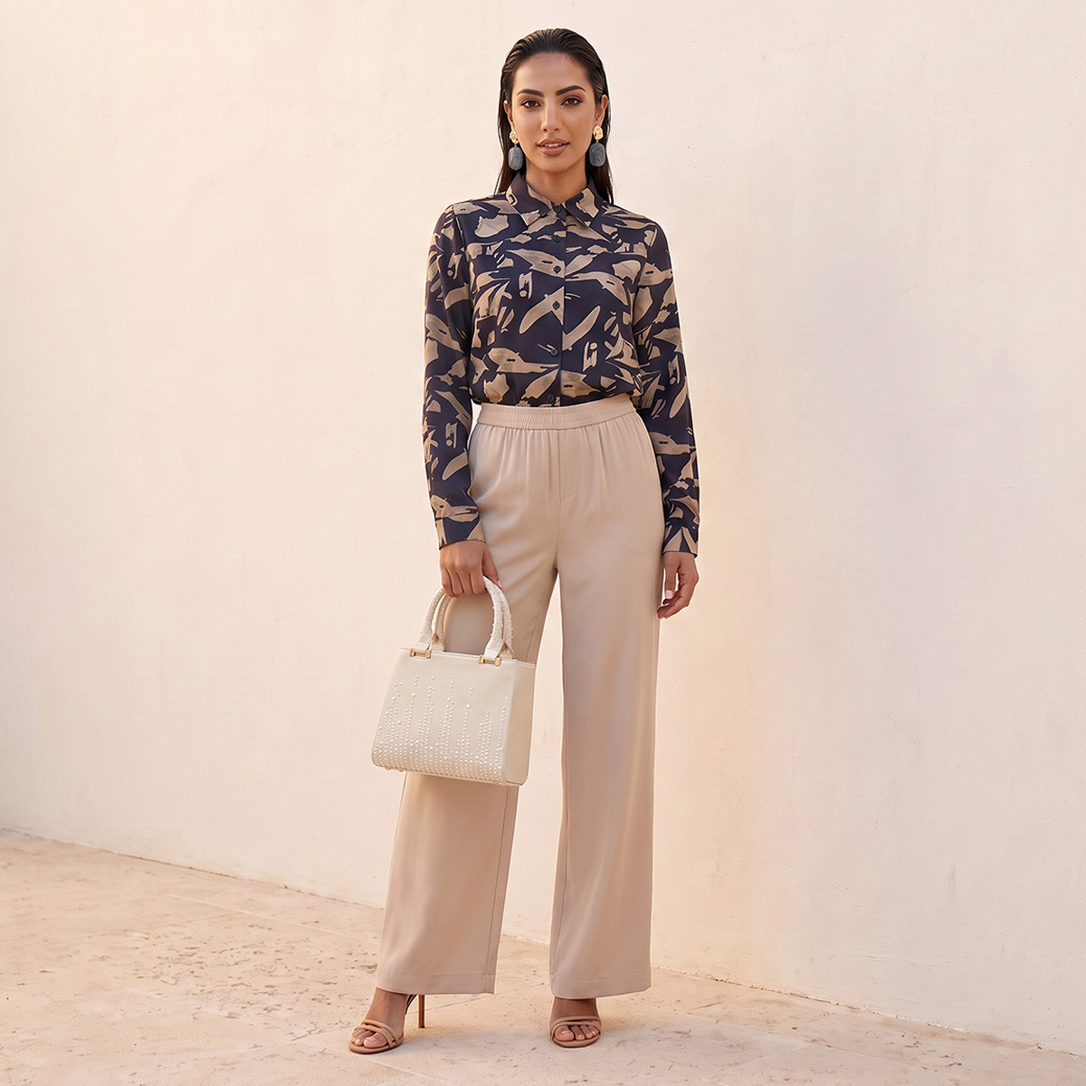 Splash Smart Wide Leg Elastic Waist Pants-women-clothing-trousers-image-3