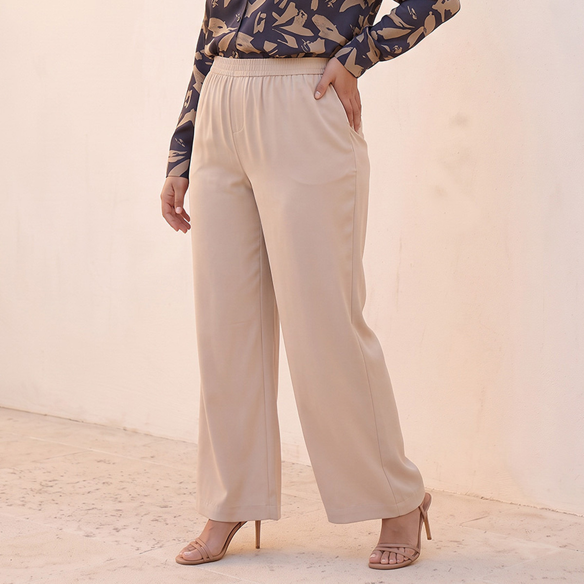 Splash Smart Wide Leg Elastic Waist Pants-women-clothing-trousers-image-6