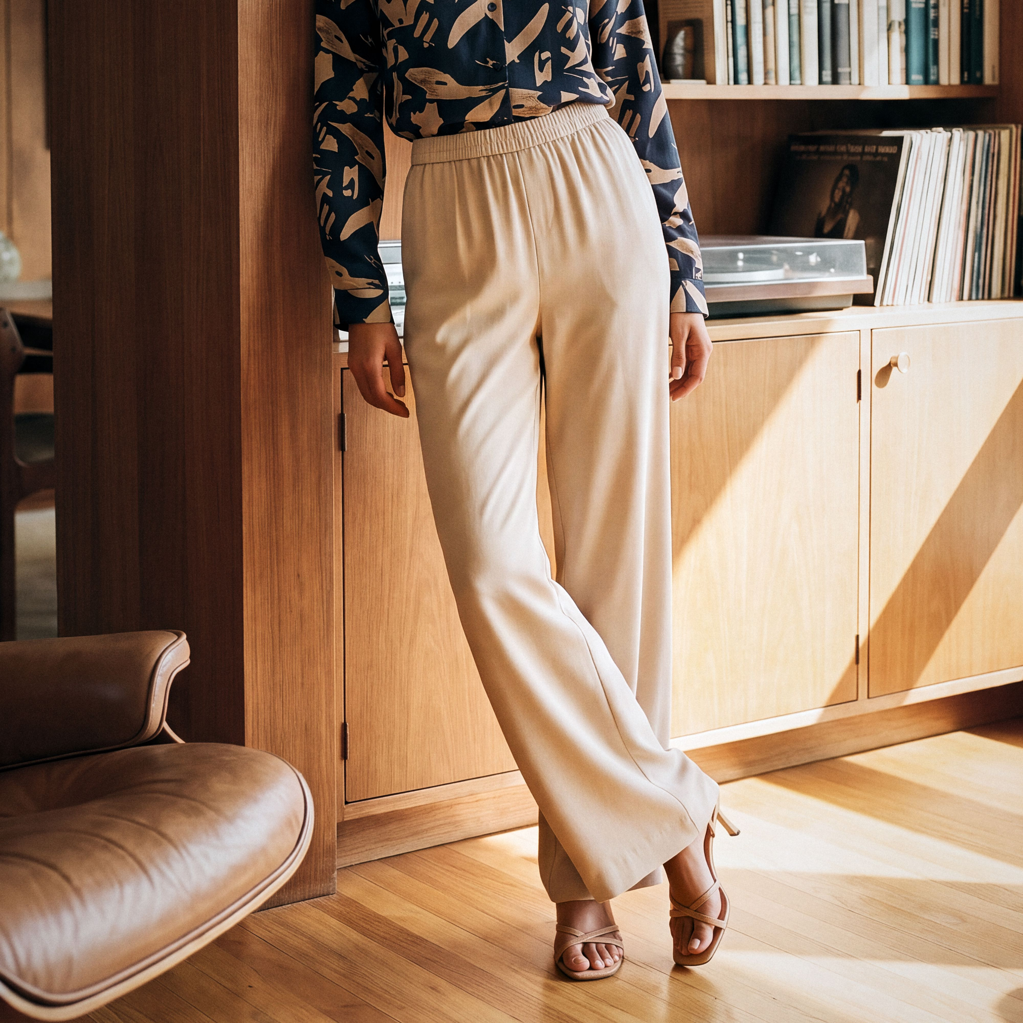 Splash Smart Wide Leg Elastic Waist Pants-women-clothing-trousers-image-1