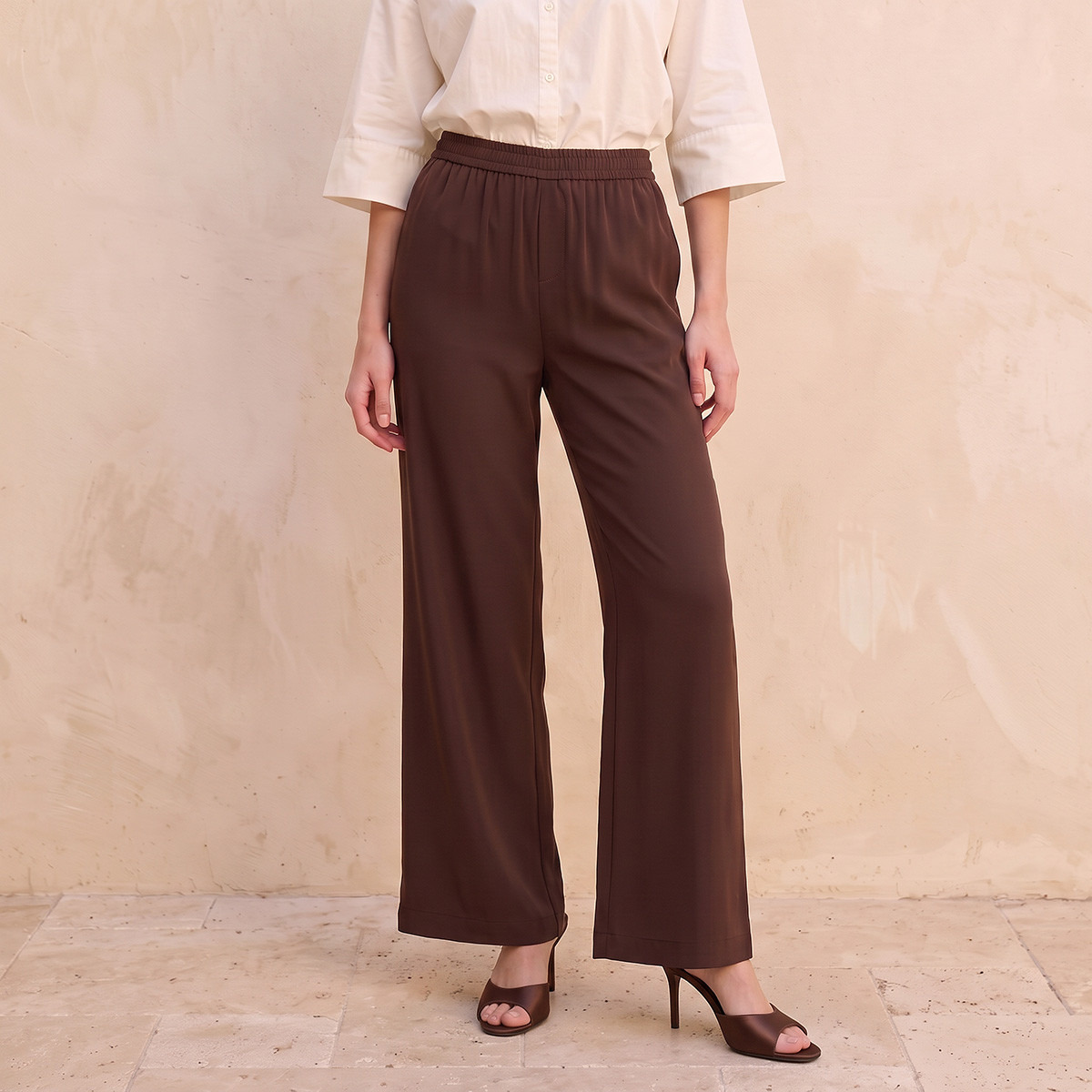 Splash Smart Wide Leg Elastic Waist Pants-women-clothing-trousers-image-1