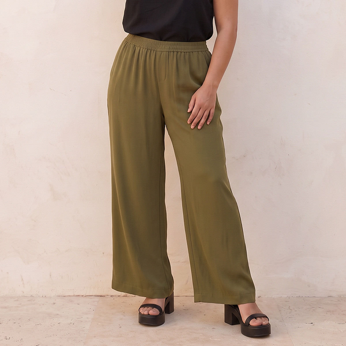 Splash Smart Wide Leg Elastic Waist Pants-women-clothing-trousers-image-6