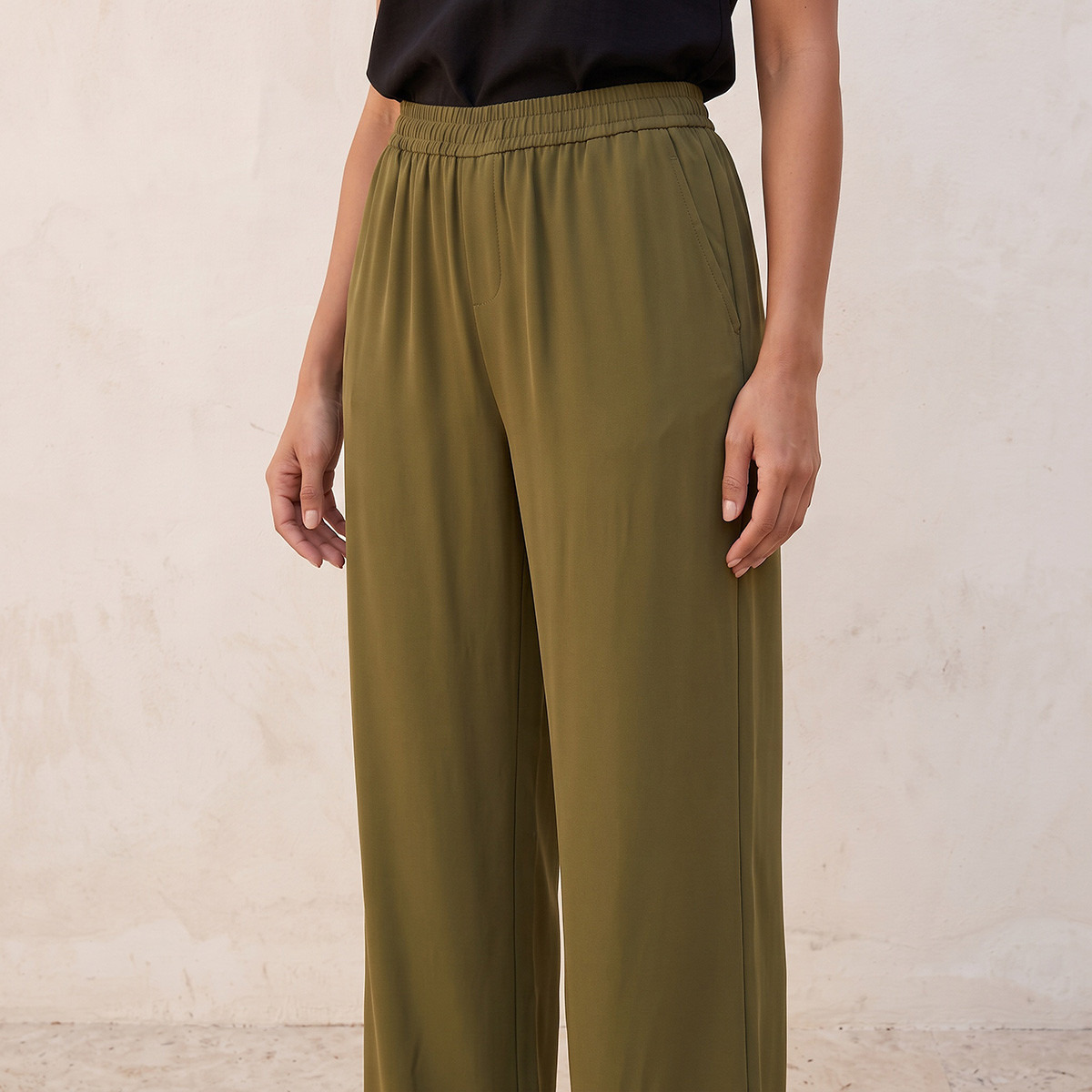 Splash Smart Wide Leg Elastic Waist Pants-women-clothing-trousers-image-7