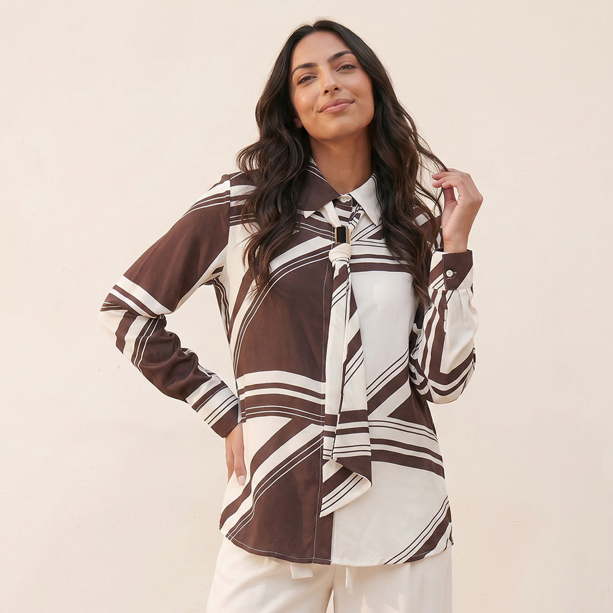 قميص بربطة عنق من سبلاش سمارت-women-clothing-shirtsandblouses-shirts-image-1