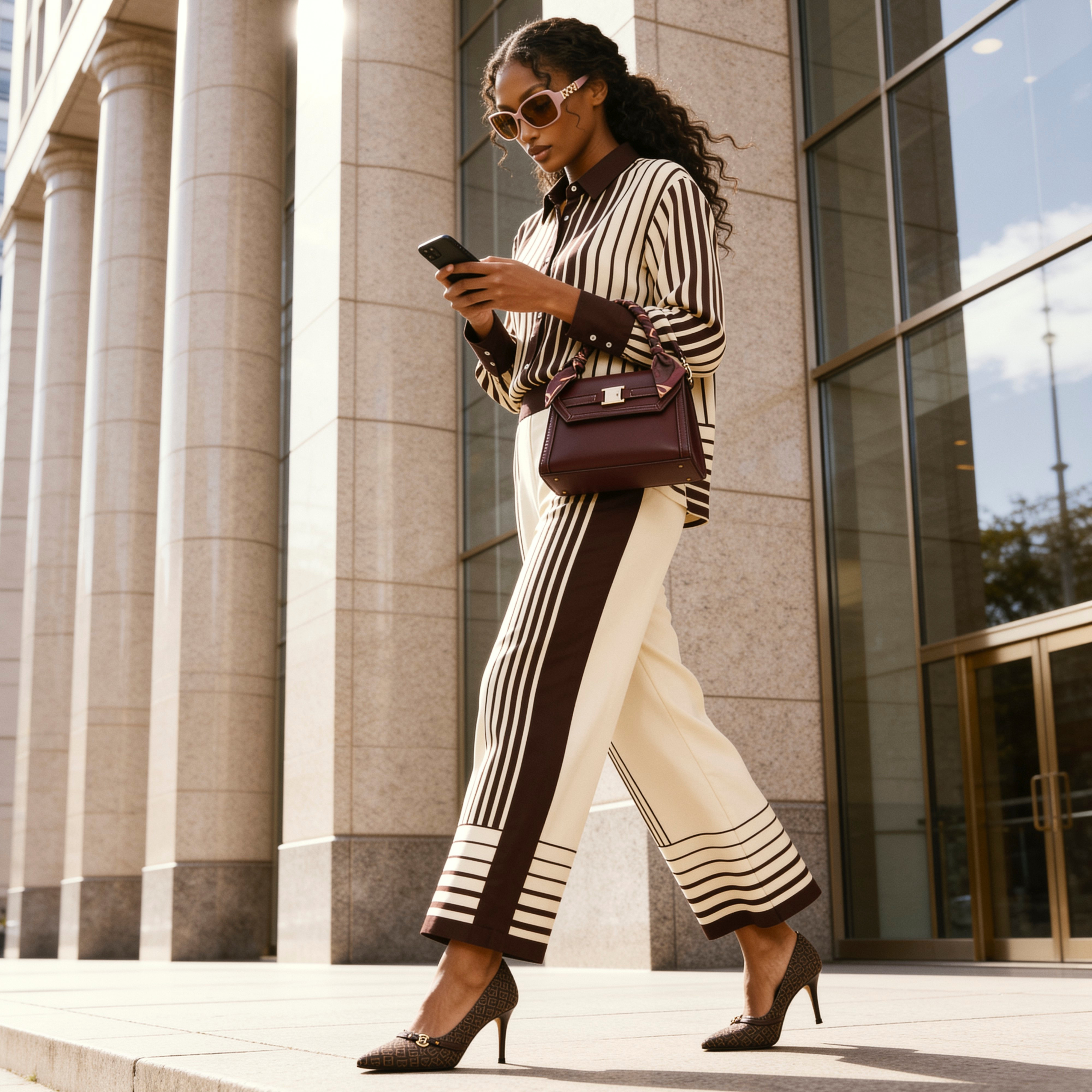 Splash Smart Striped Wide Leg Pants-women-clothing-trousers-image-1
