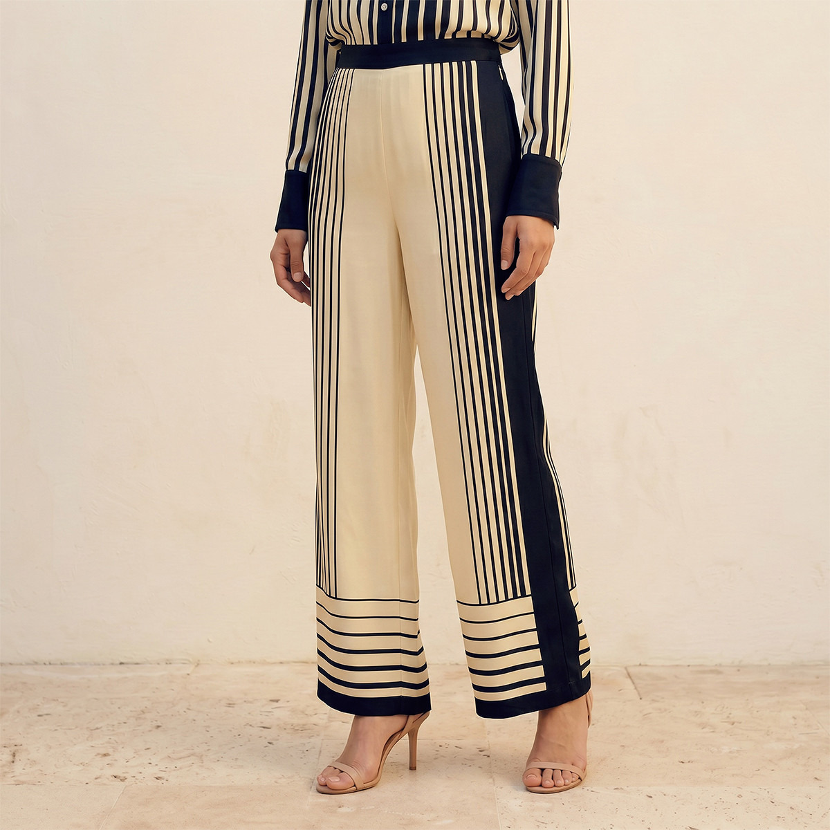 Splash Smart Striped Wide Leg Pants-women-clothing-trousers-image-1