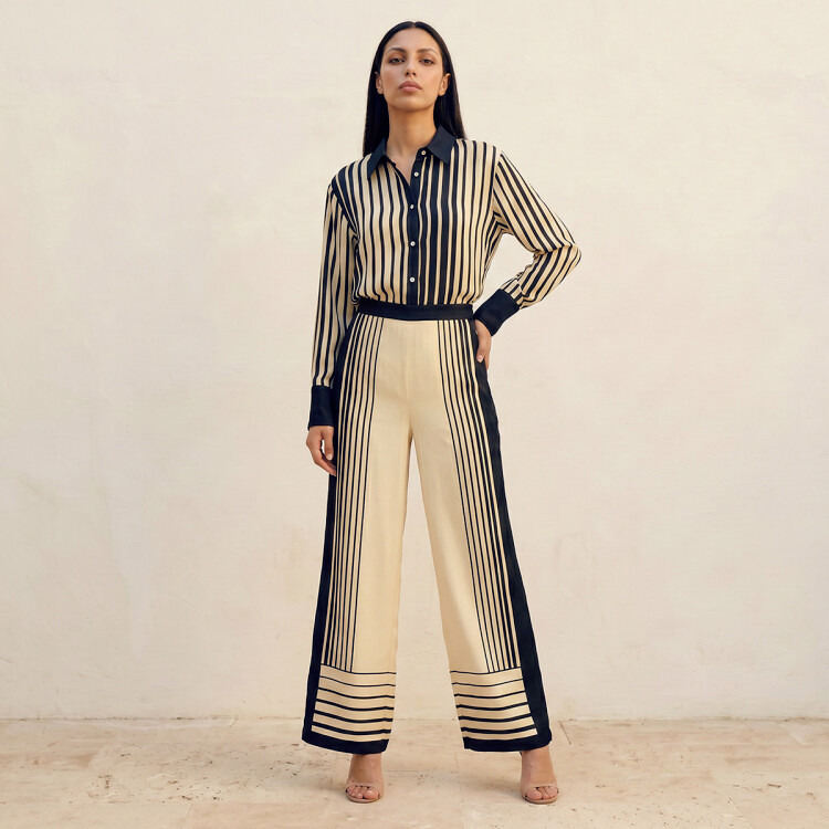 Splash Smart Striped Wide Leg Pants-women-clothing-trousers-image-3