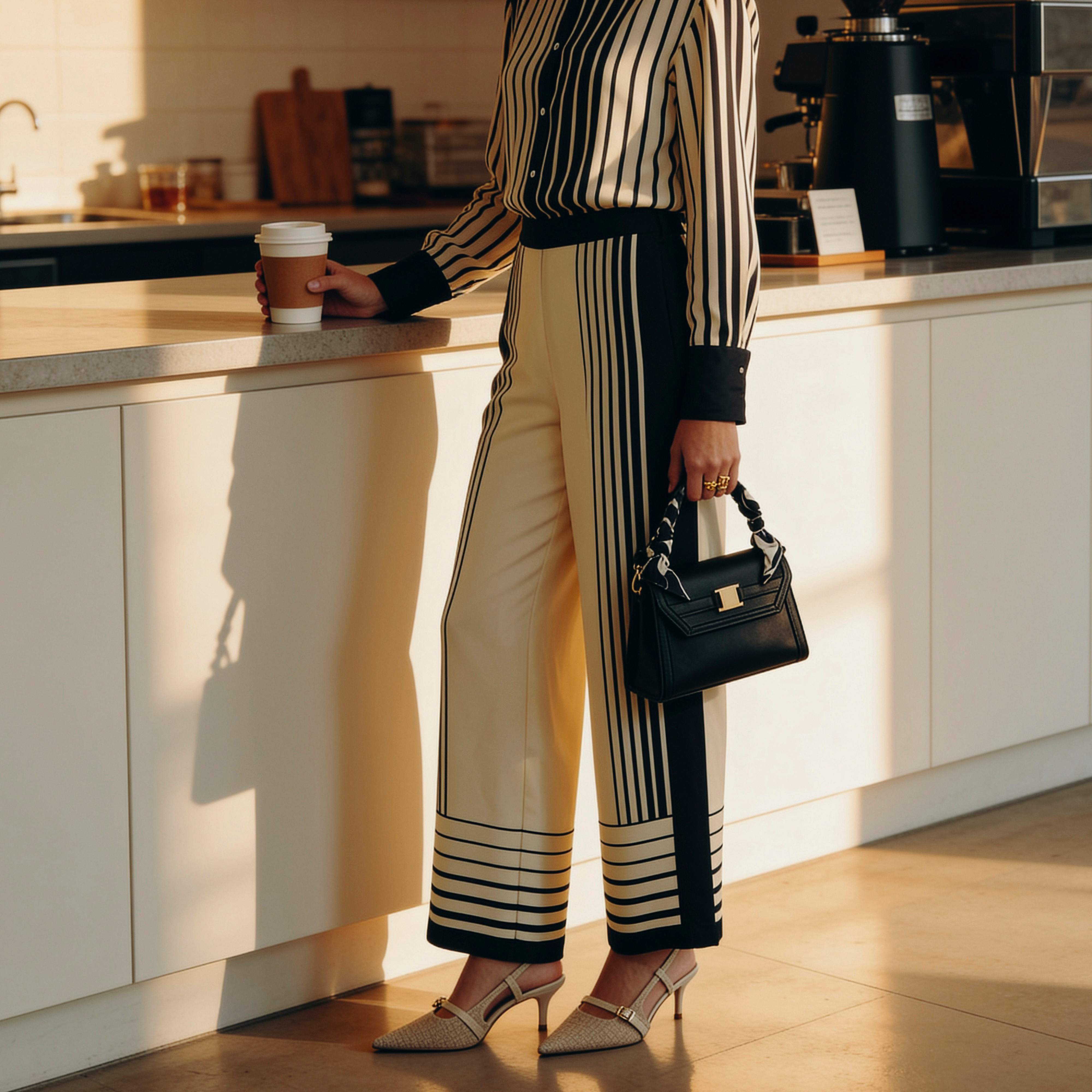بنطلون مقلّم بأرجل واسعة من سبلاش سمارت-women-clothing-trousers-image-1