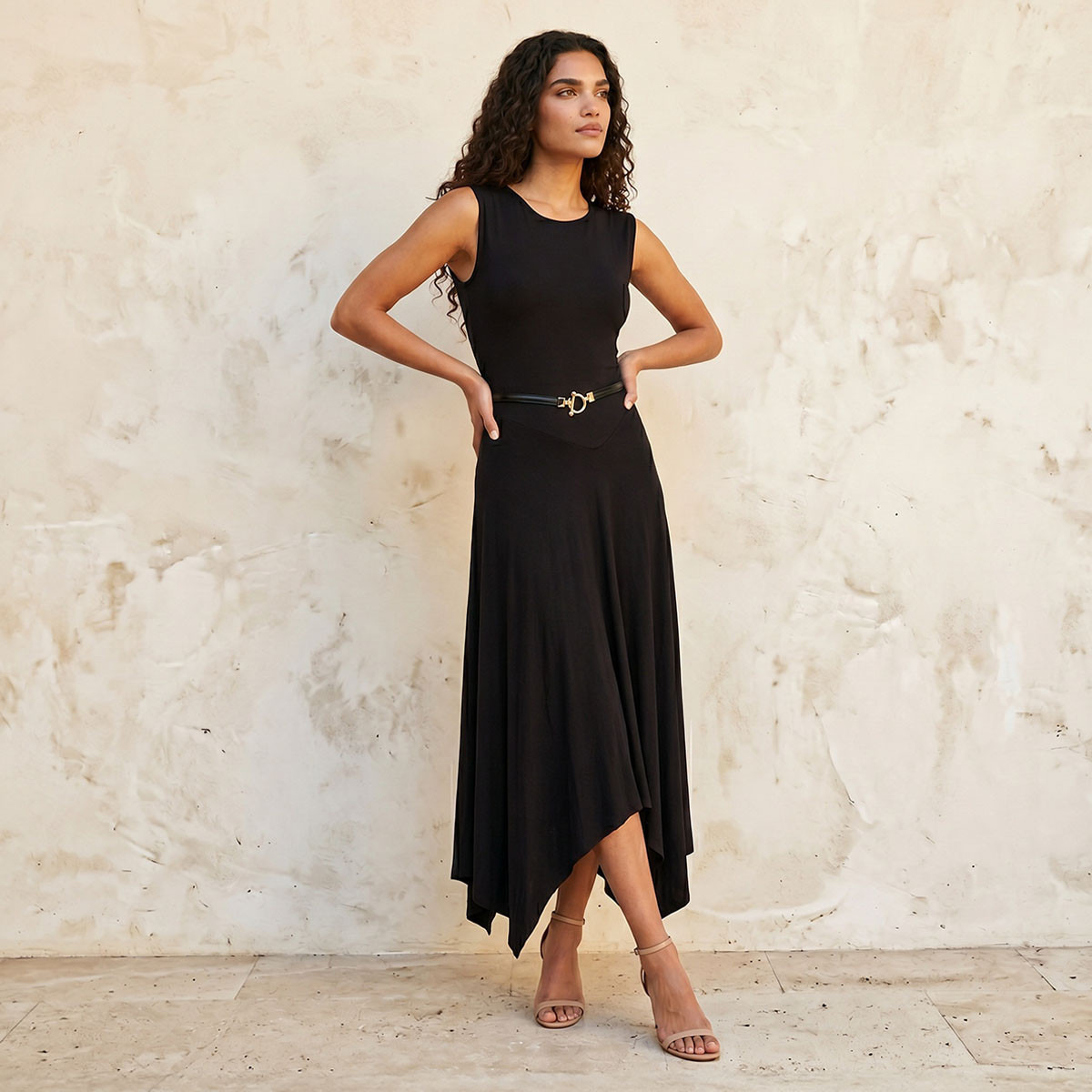فستان ميدي دون أكمام بحافة غير متساوية من سبلاش سمارت-women-clothing-dresses-image-1