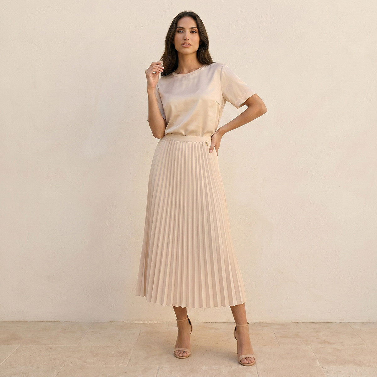 تنورة ميدي بتفاصيل كسرات من سبلاش سمارت-women-clothing-skirts-image-3