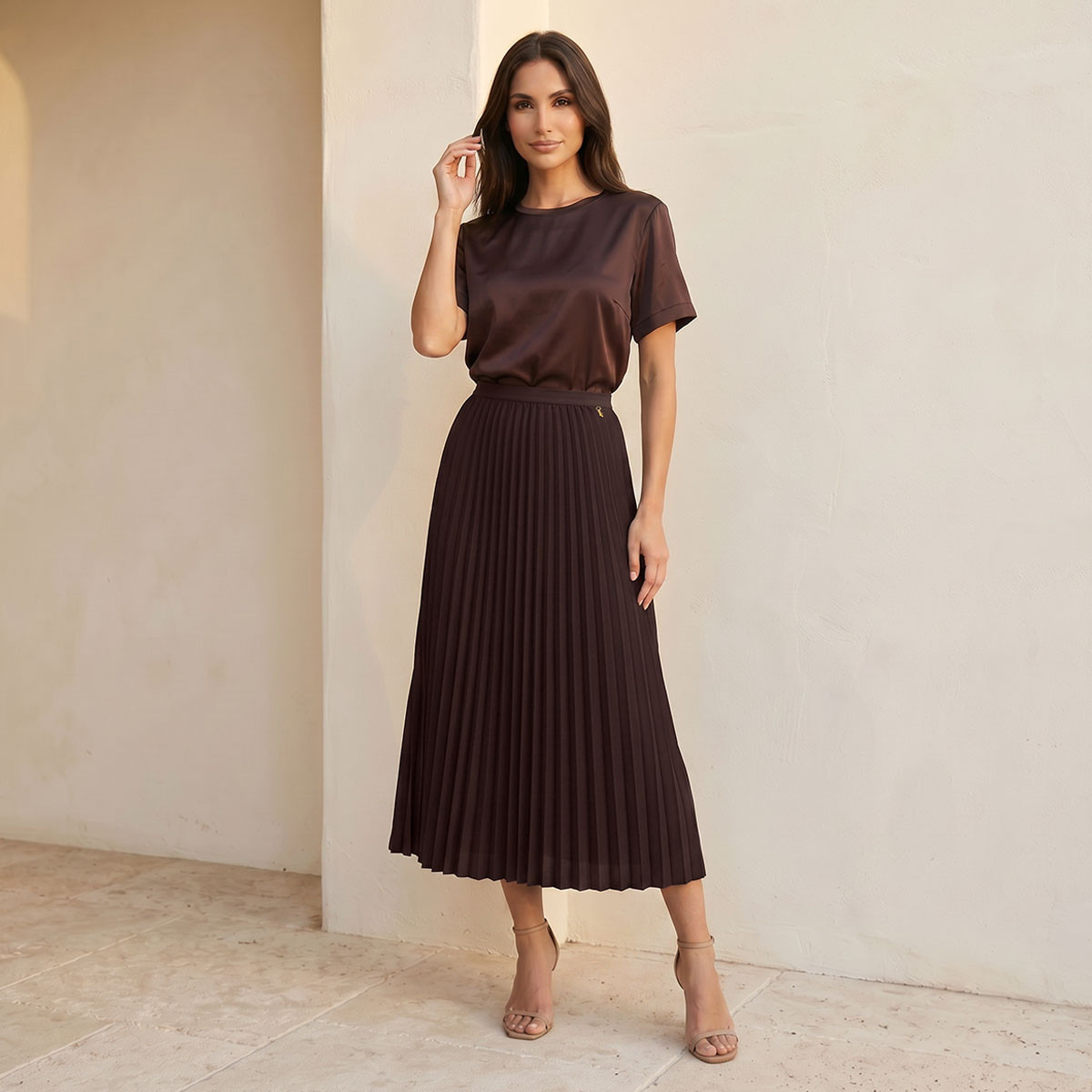 Splash Smart Midi Length Skirt with Pleated Detail-women-clothing-skirts-image-3