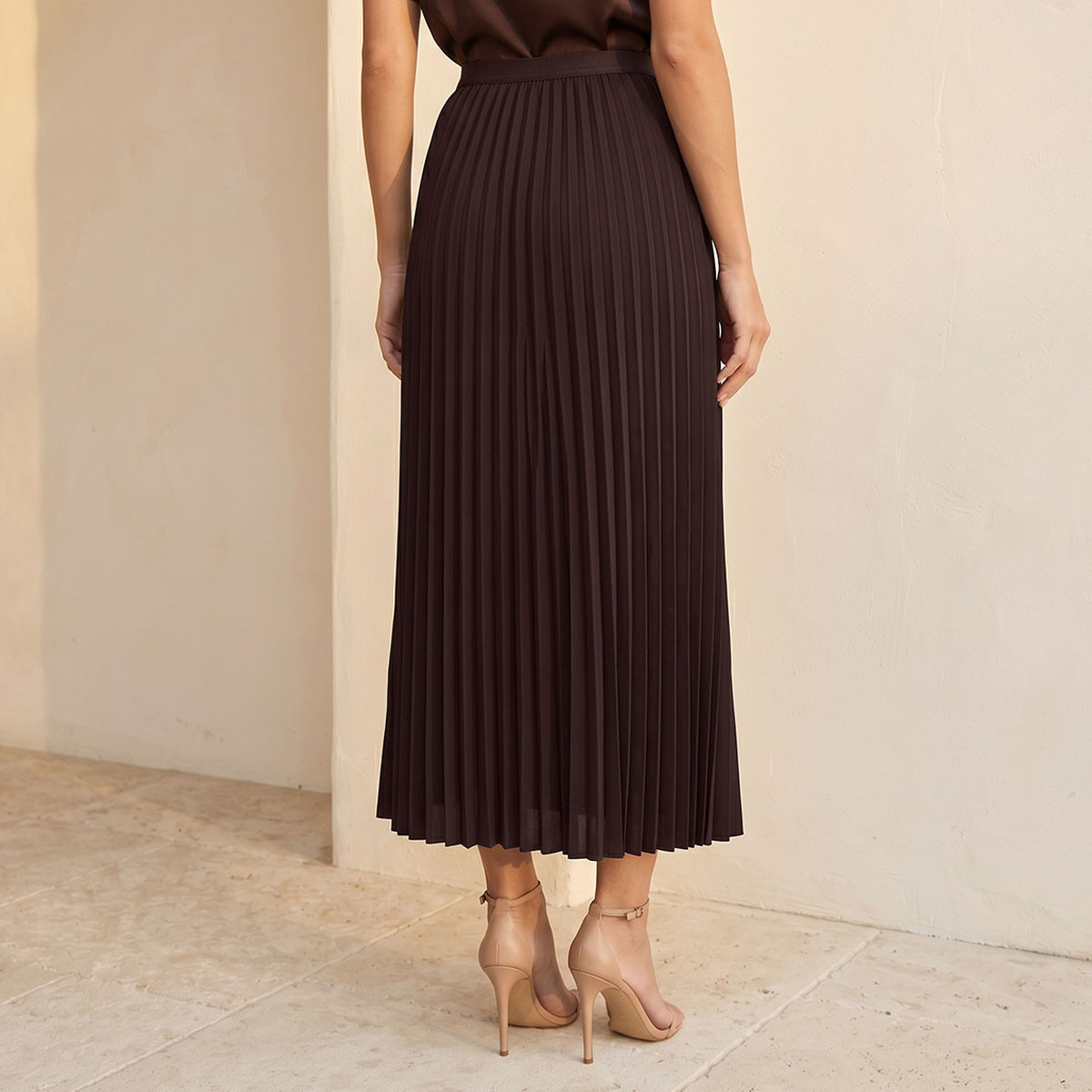 Splash Smart Midi Length Skirt with Pleated Detail-women-clothing-skirts-image-4