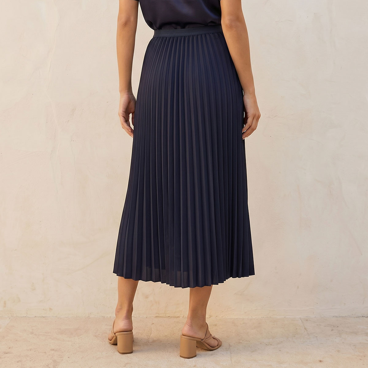 Splash Smart Midi Length Skirt with Pleated Detail-women-clothing-skirts-image-4