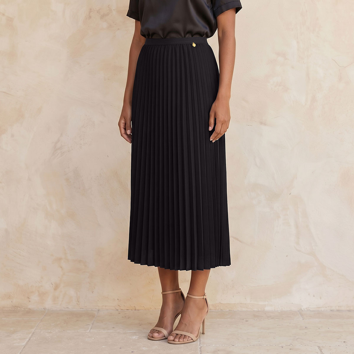 Splash Smart Midi Length Skirt with Pleated Detail-women-clothing-skirts-image-1