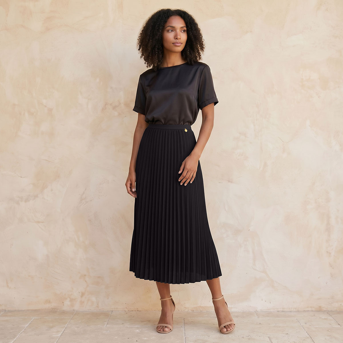 Splash Smart Midi Length Skirt with Pleated Detail-women-clothing-skirts-image-3