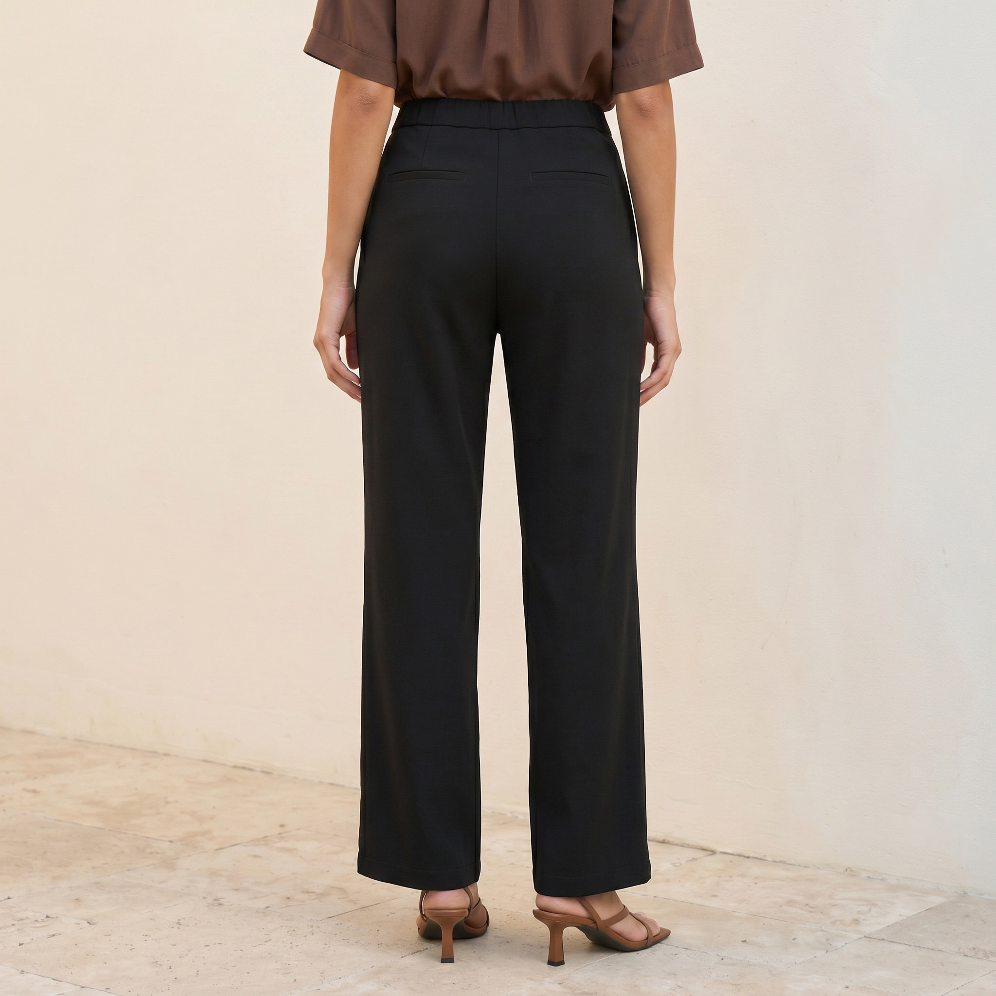 Splash Smart Straight Fit Elasticated Waist Trousers-women-clothing-trousers-image-4