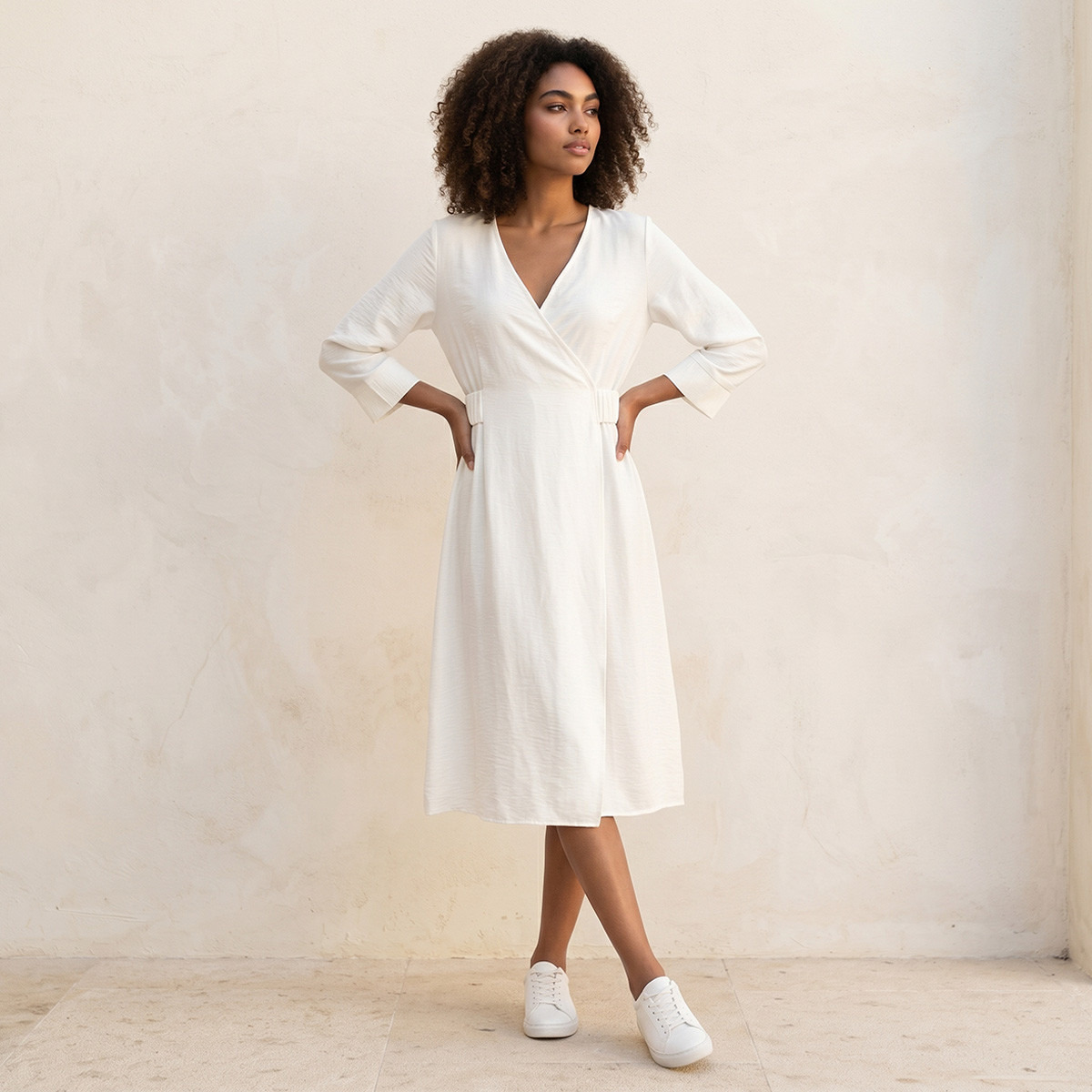 فستان لف بارز الملمس بتفاصيل خصر مطاطي من سبلاش سمارت-women-clothing-dresses-image-1