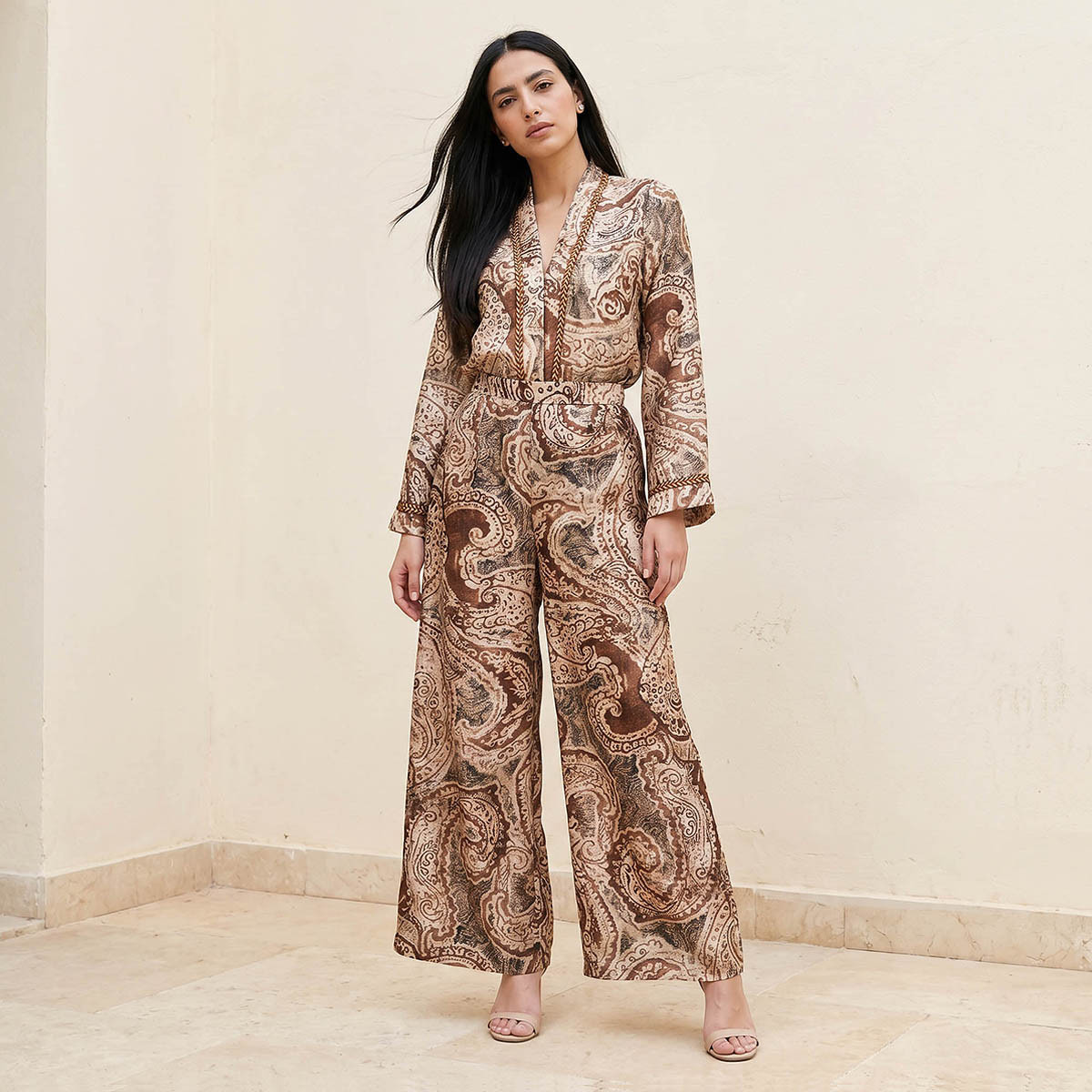 Splash Smart Wide Leg Paisley Print Trousers-women-clothing-bottoms-trousers-image-3