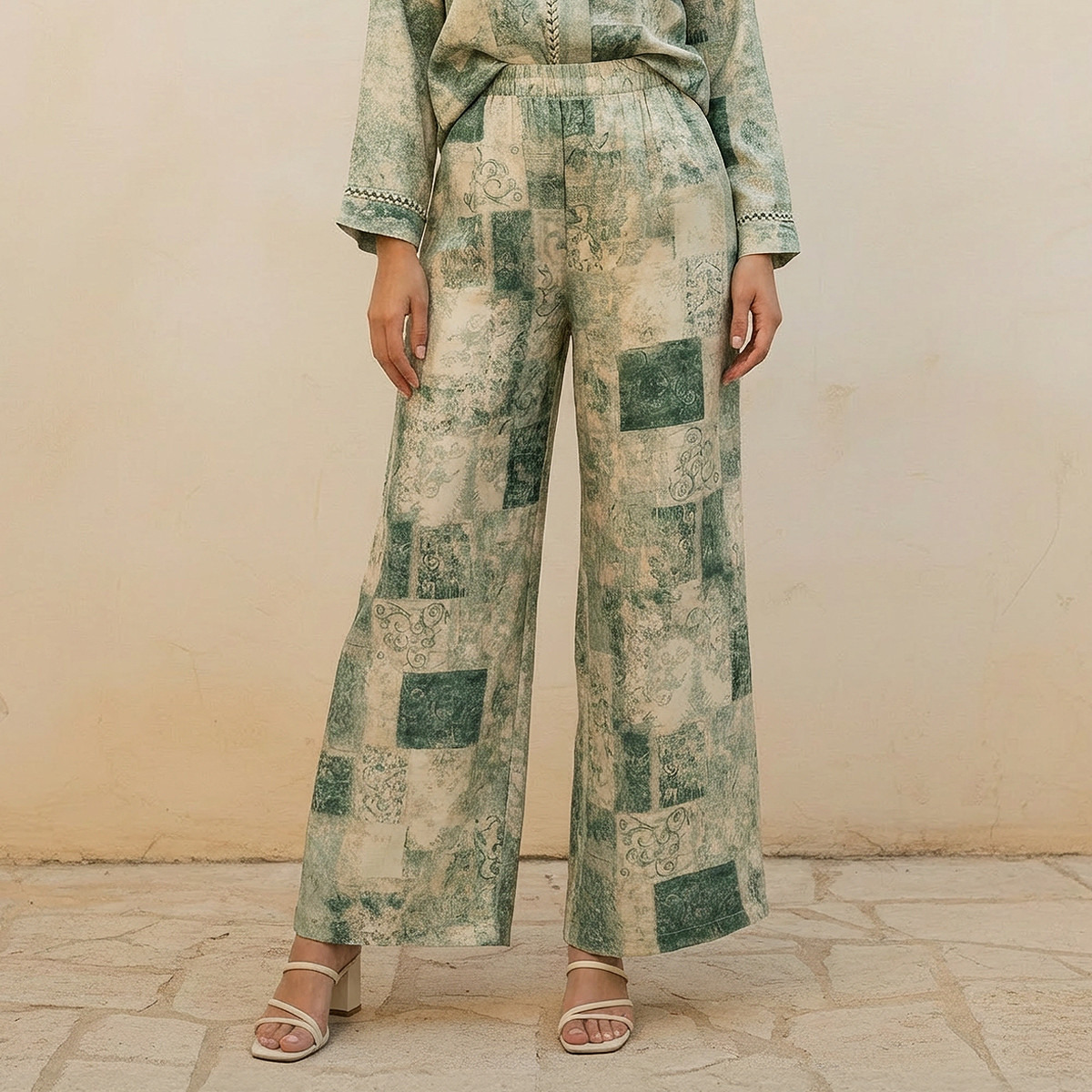 Splash Smart Wide Leg Printed Trousers-women-clothing-bottoms-trousers-image-1