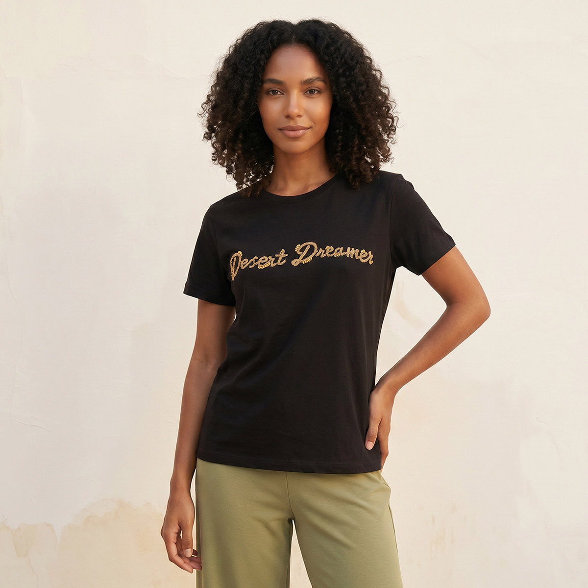 Splash Smart Cotton T-shirt with Embellished Detail-women-clothing-tshirts-image-1
