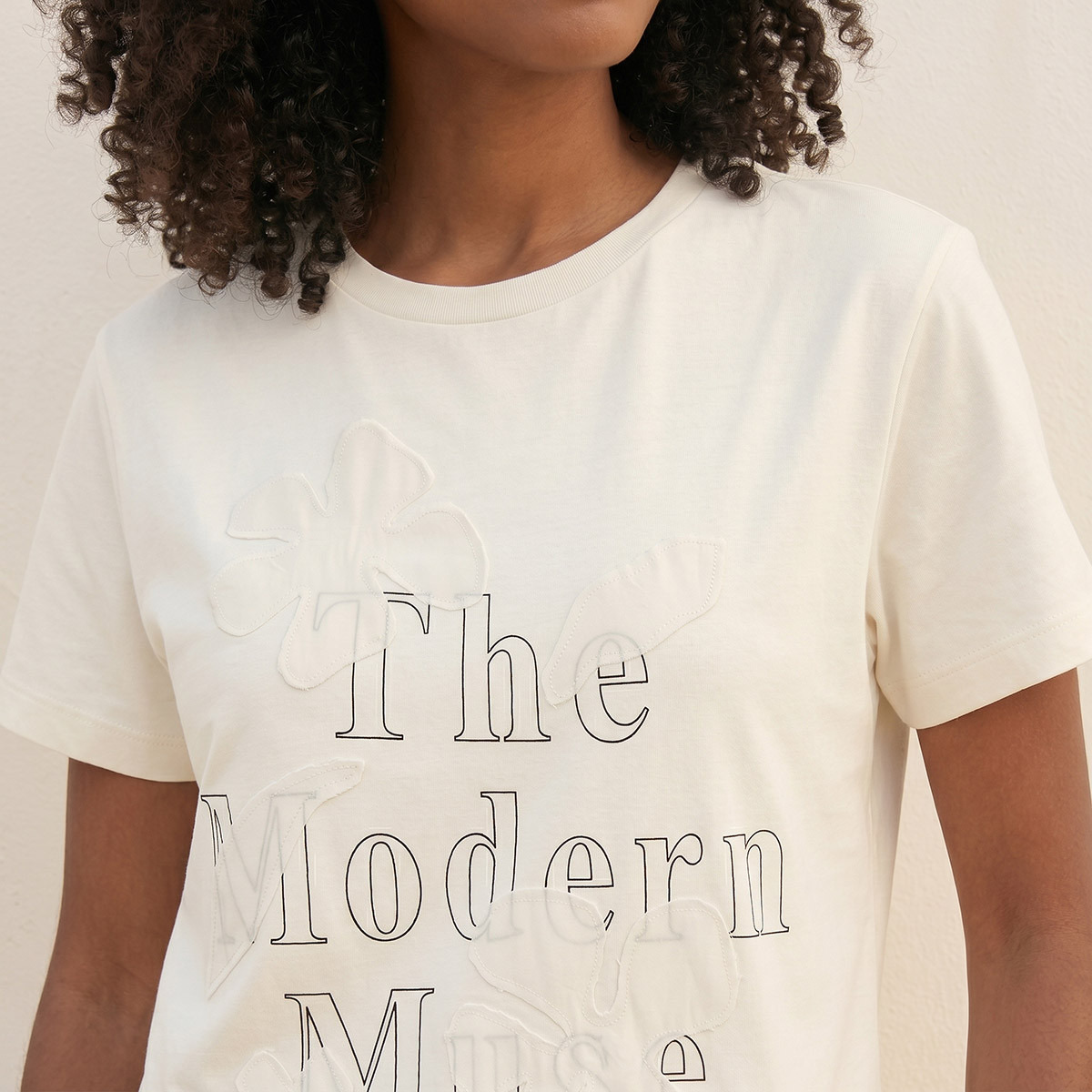 Splash Smart Cotton T-shirt with Floral Applique-women-clothing-tshirts-image-6