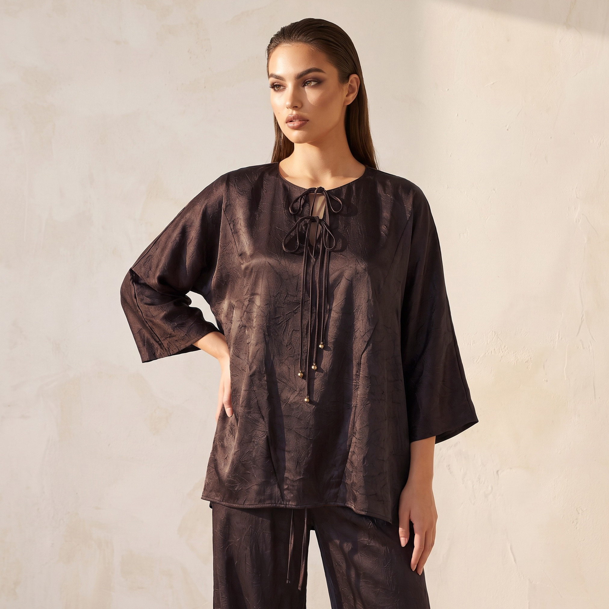 Splash Smart Textured Top with Tie-Up-women-clothing-shirtsandblouses-blouses-image-5