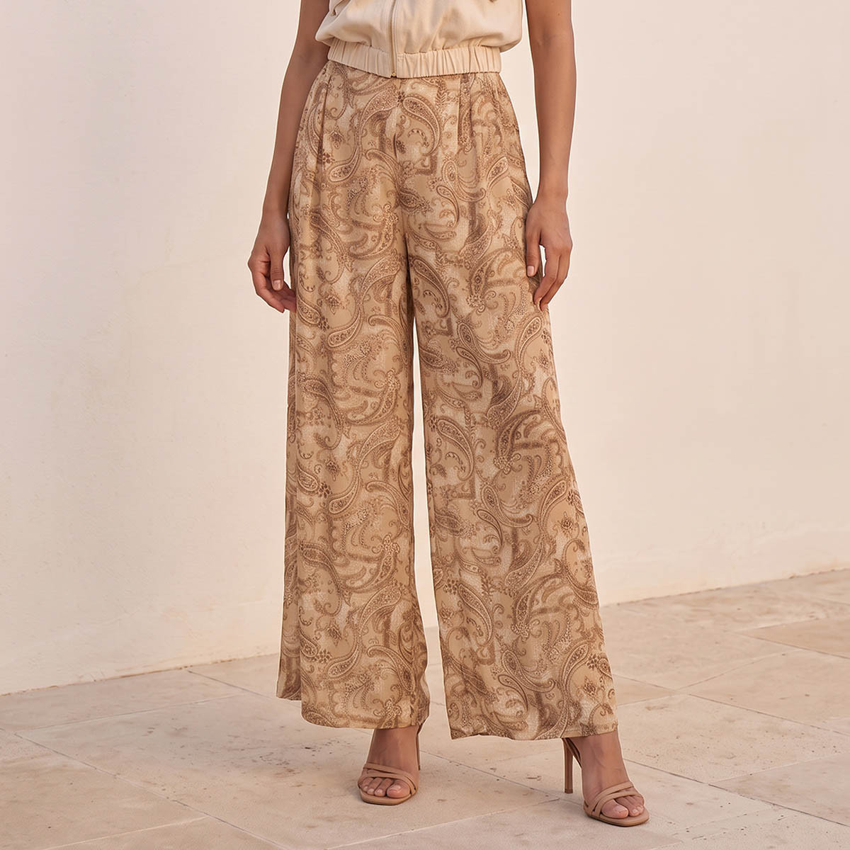 Splash Smart Paisley Print Wide Leg Pants-women-clothing-trousers-image-1