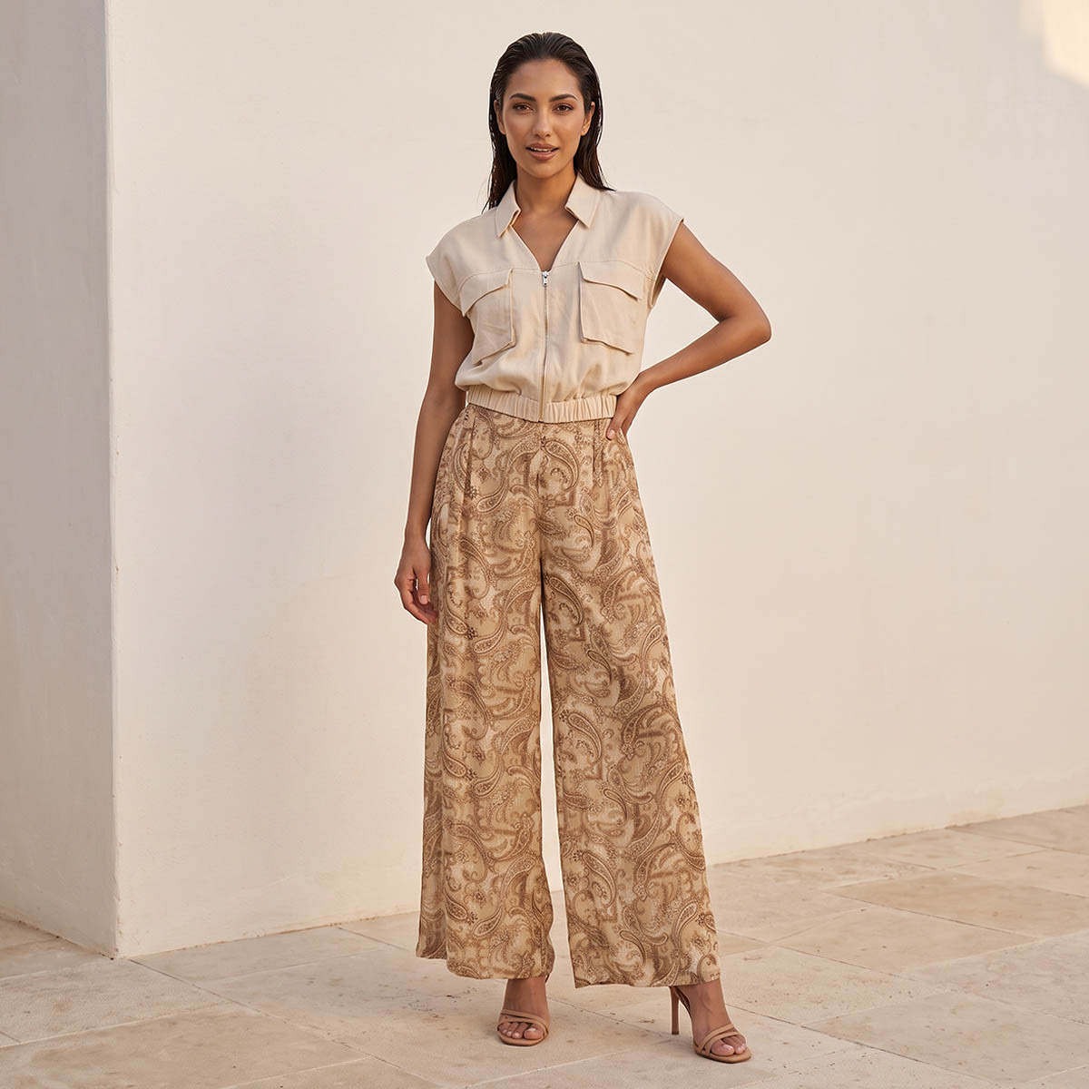 Splash Smart Paisley Print Wide Leg Pants-women-clothing-trousers-image-3