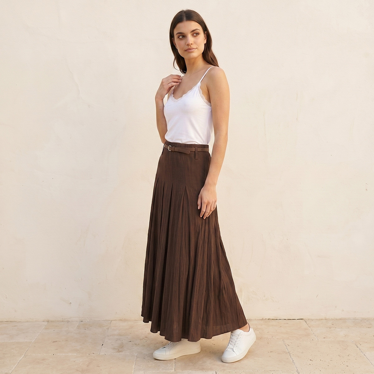 Splash Smart Maxi Pleated Skirt with Belt-women-clothing-skirts-image-3