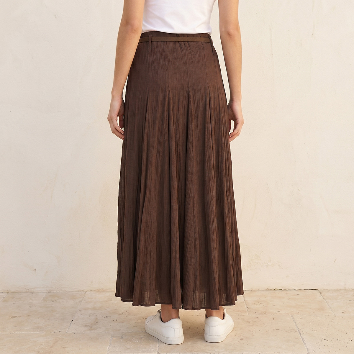 Splash Smart Maxi Pleated Skirt with Belt-women-clothing-skirts-image-4