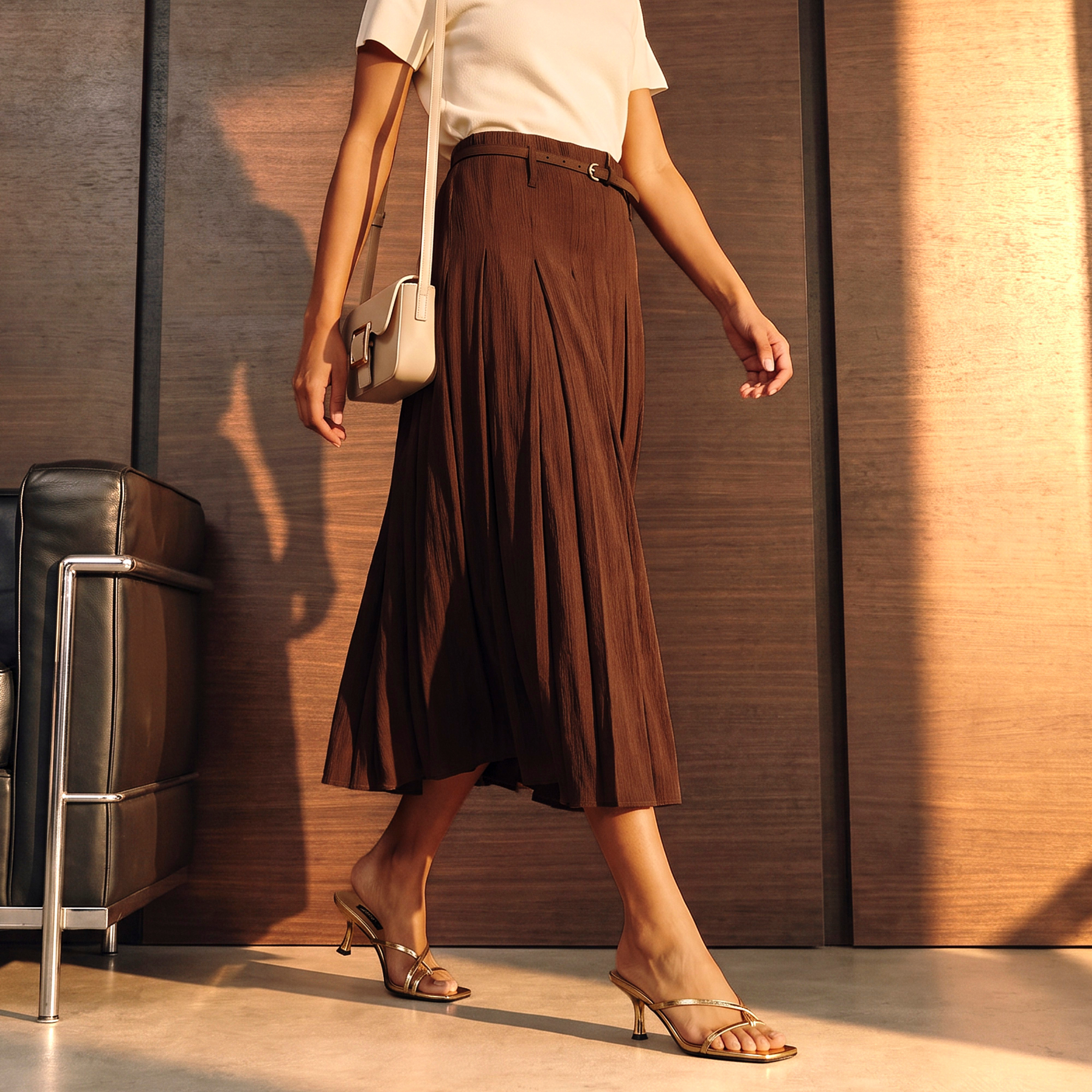 تنورة ماكسي بكسرات مع حزام من سبلاش سمارت-women-clothing-skirts-image-1