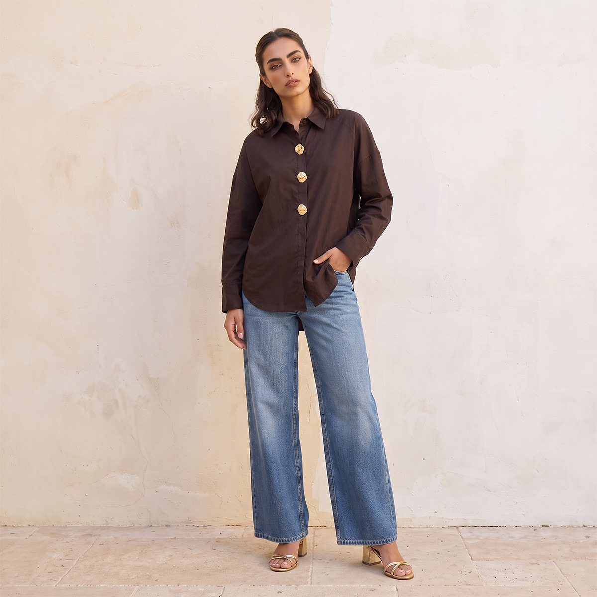 Splash Smart Shirt with Button Accent-women-clothing-shirtsandblouses-shirts-image-2