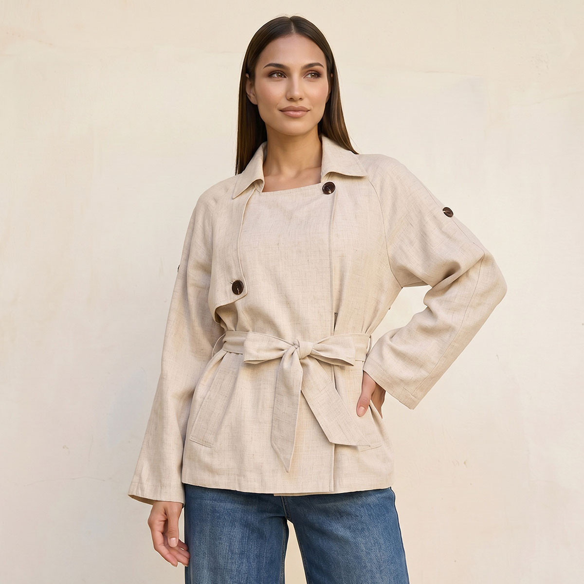 شاكيت بحزام رباط من سبلاش سمارت-women-clothing-shirtsandblouses-shirts-image-1