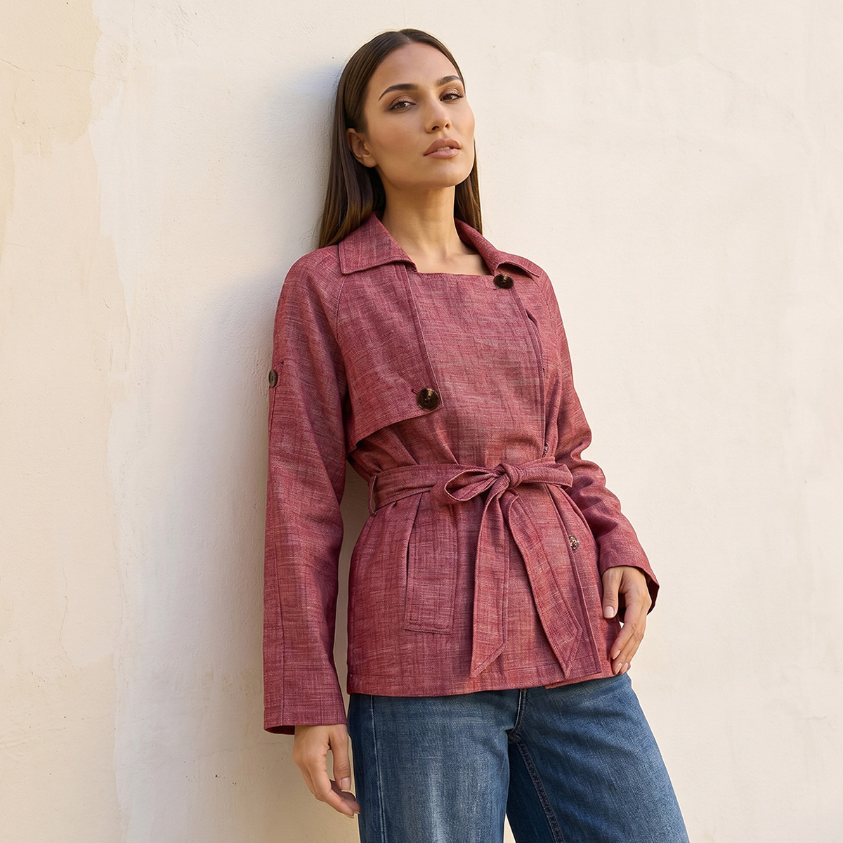 شاكيت بحزام رباط من سبلاش سمارت-women-clothing-shirtsandblouses-shirts-image-1