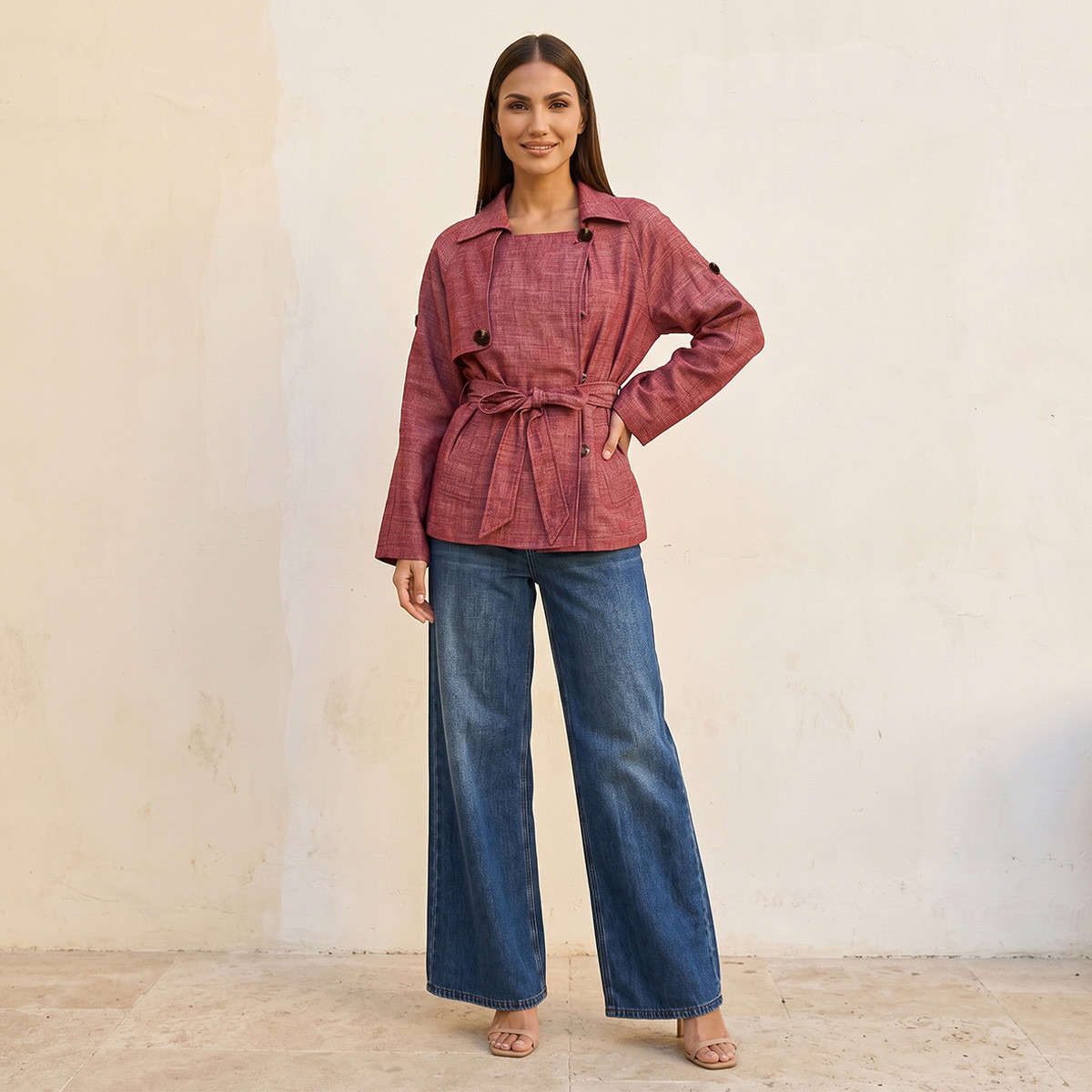 شاكيت بحزام رباط من سبلاش سمارت-women-clothing-shirtsandblouses-shirts-image-3