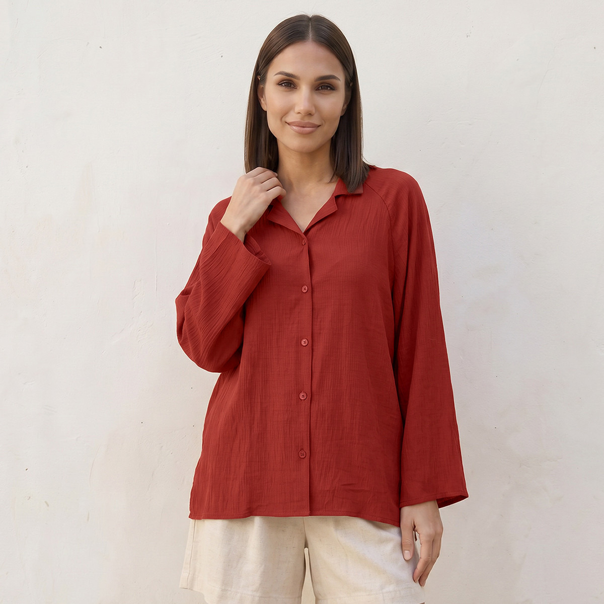 Splash Smart Shirt with Crinkle Textured Design-women-clothing-shirtsandblouses-shirts-image-1