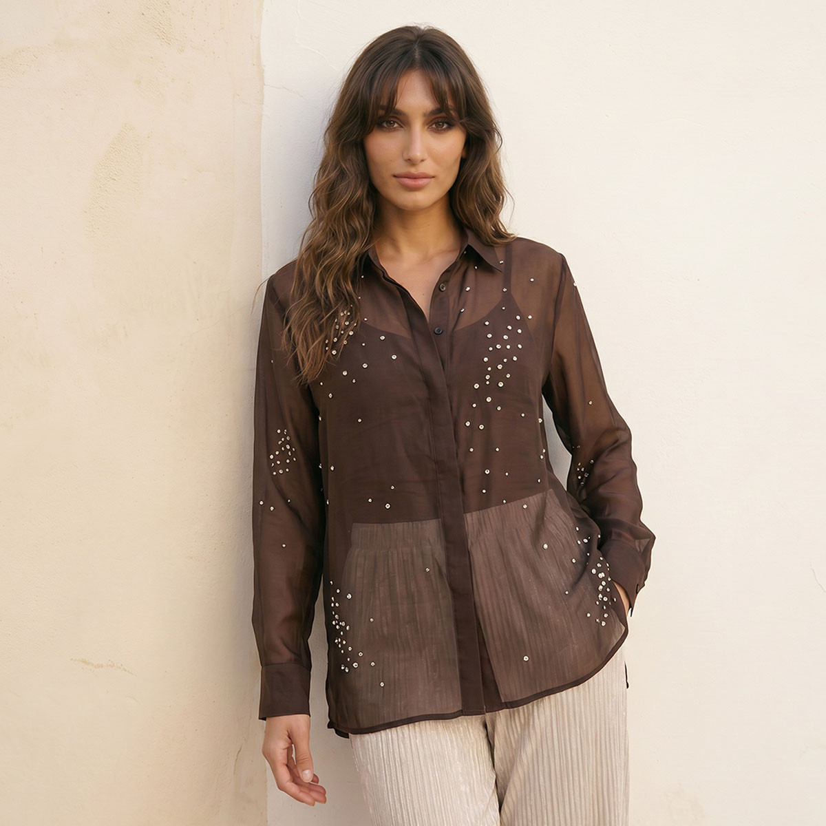 Splash Smart Crinkled Shirt with Rhinestone Embellishment-women-clothing-shirtsandblouses-shirts-image-5