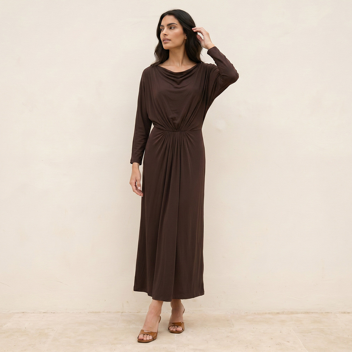 فستان كشكش بياقة كاول من سبلاش سمارت-women-clothing-dresses-image-1