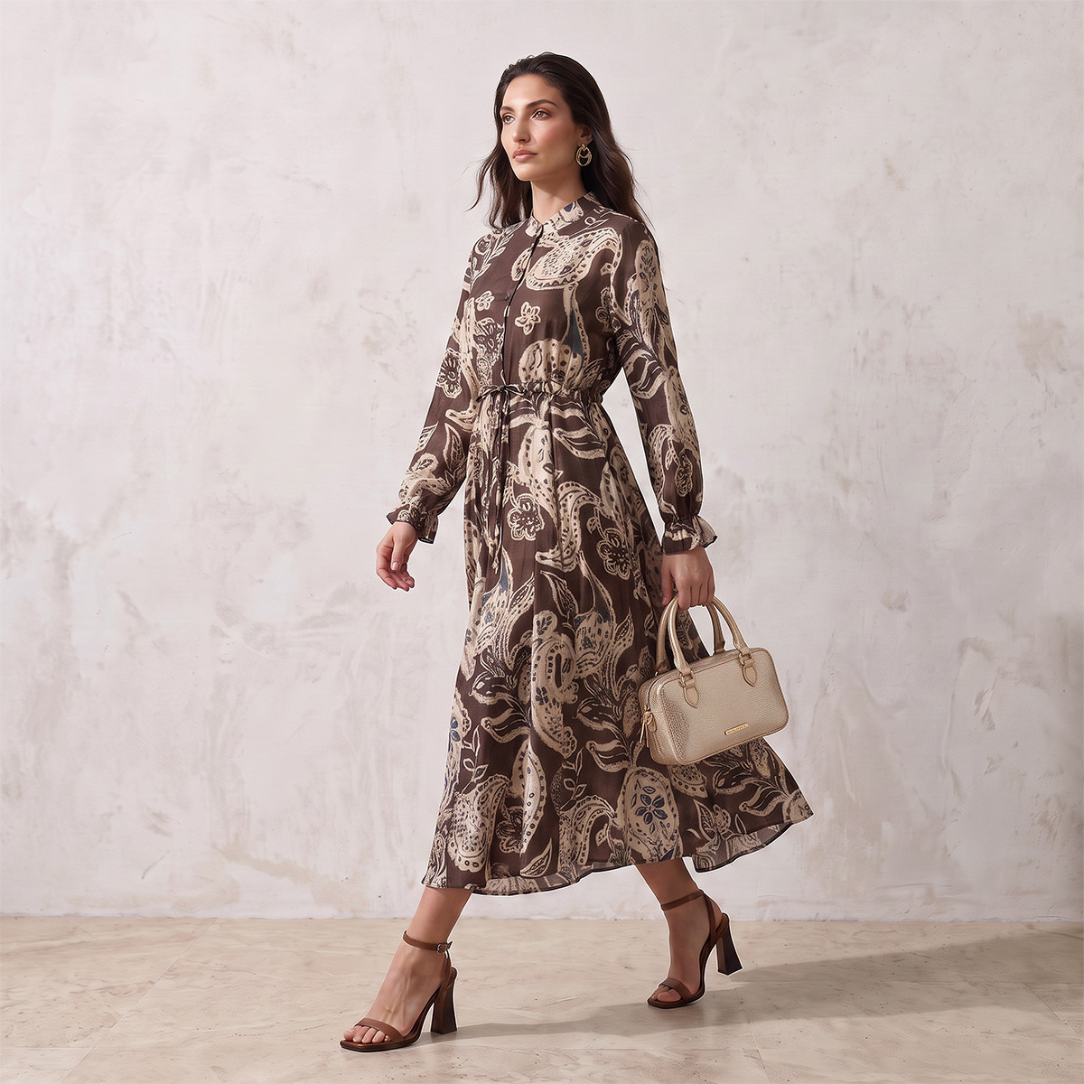 Splash Smart Paisley Print Midi Dress with Elasticated Waist-women-clothing-dresses-image-3