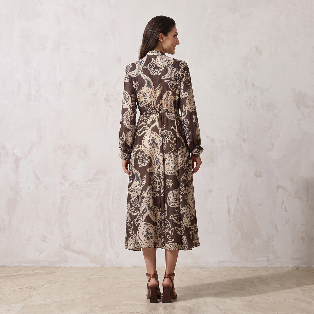 Splash Smart Paisley Print Midi Dress with Elasticated Waist-women-clothing-dresses-image-7