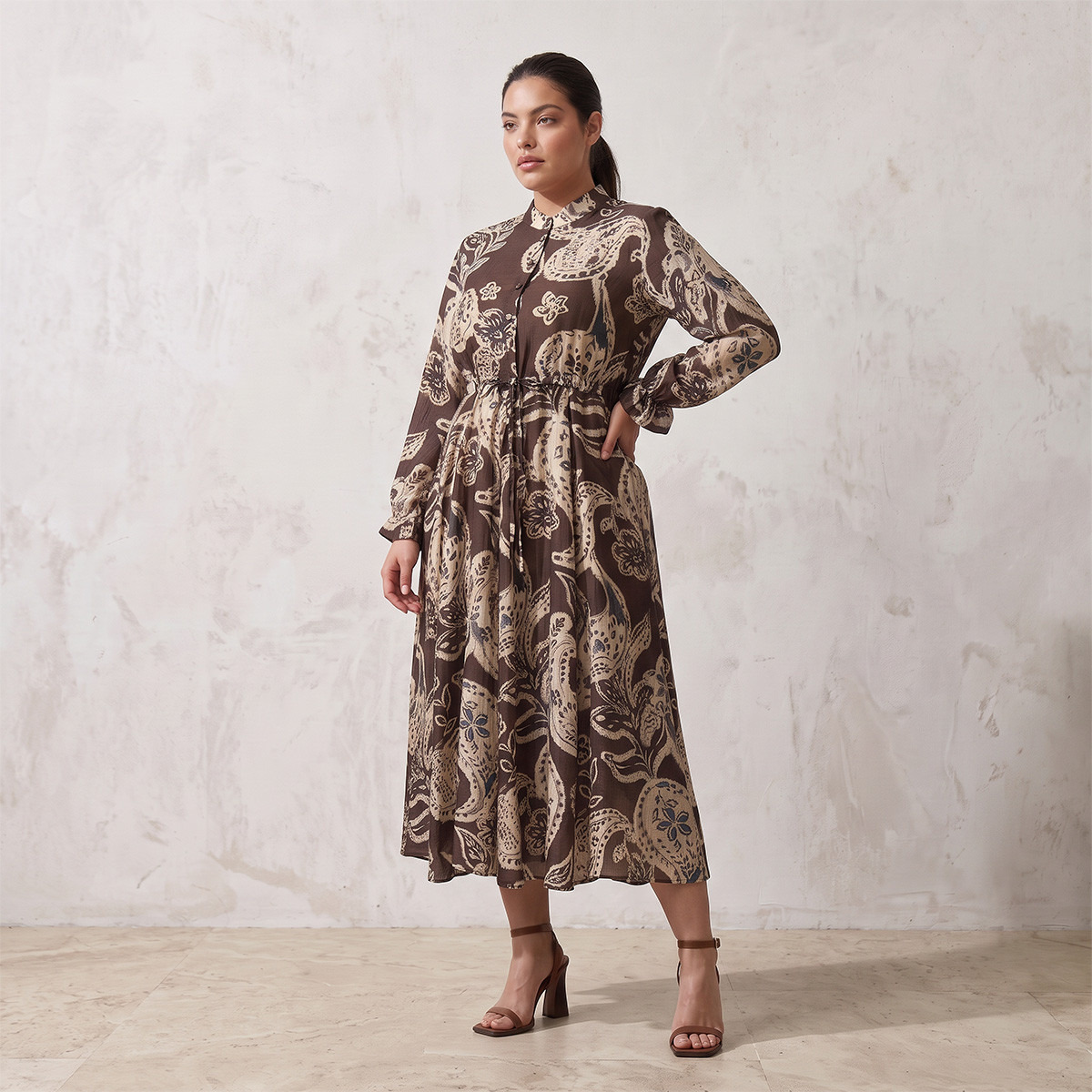 Splash Smart Paisley Print Midi Dress with Elasticated Waist-women-clothing-dresses-image-4