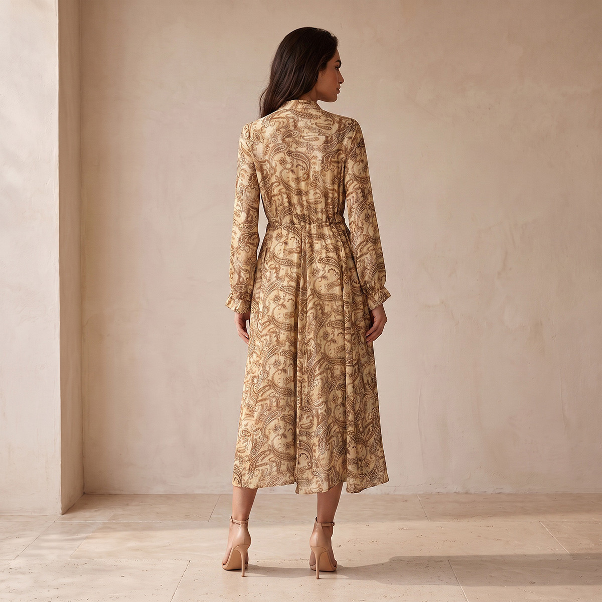 Splash Smart Paisley Print Midi Dress with Elasticated Waist-women-clothing-dresses-image-5