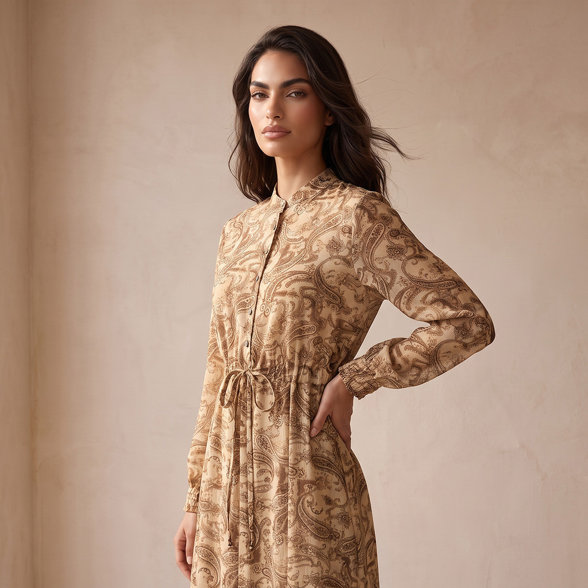 Splash Smart Paisley Print Midi Dress with Elasticated Waist-women-clothing-dresses-image-6