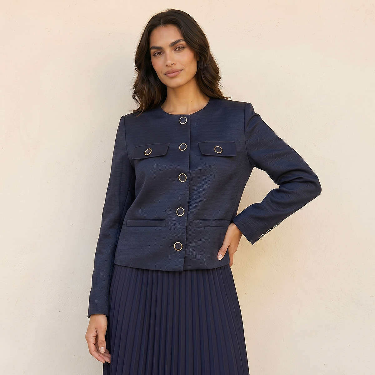 جاكيت شنييل راقي بتصميم عصري بزينة طية من سبلاش سمارت-women-clothing-coatsandjackets-jackets-image-1