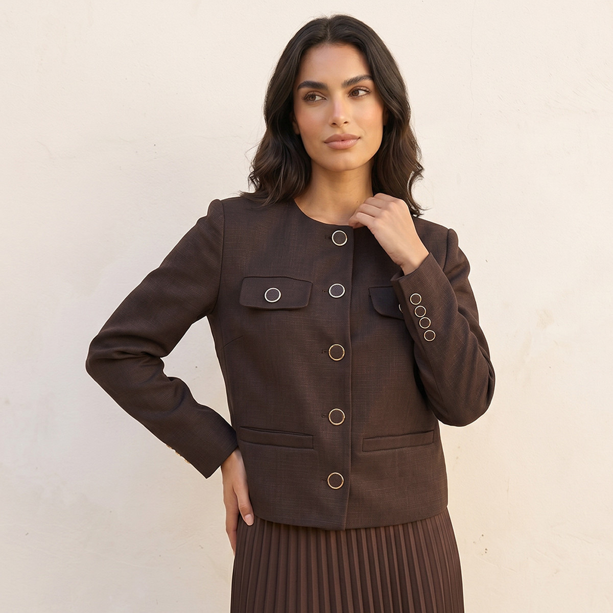 جاكيت شنييل راقي بتصميم عصري بزينة طية من سبلاش سمارت-women-clothing-coatsandjackets-jackets-image-1